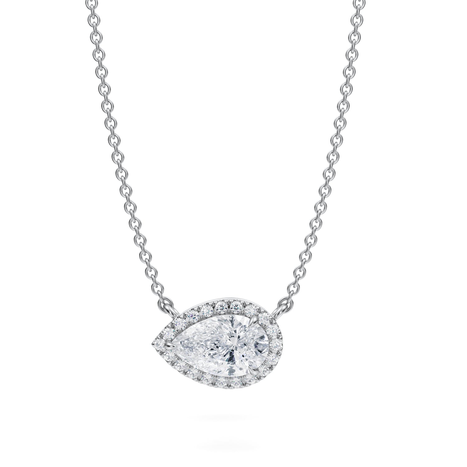 1 Carat Pear Classic Halo Pendant - Michael Gabriels