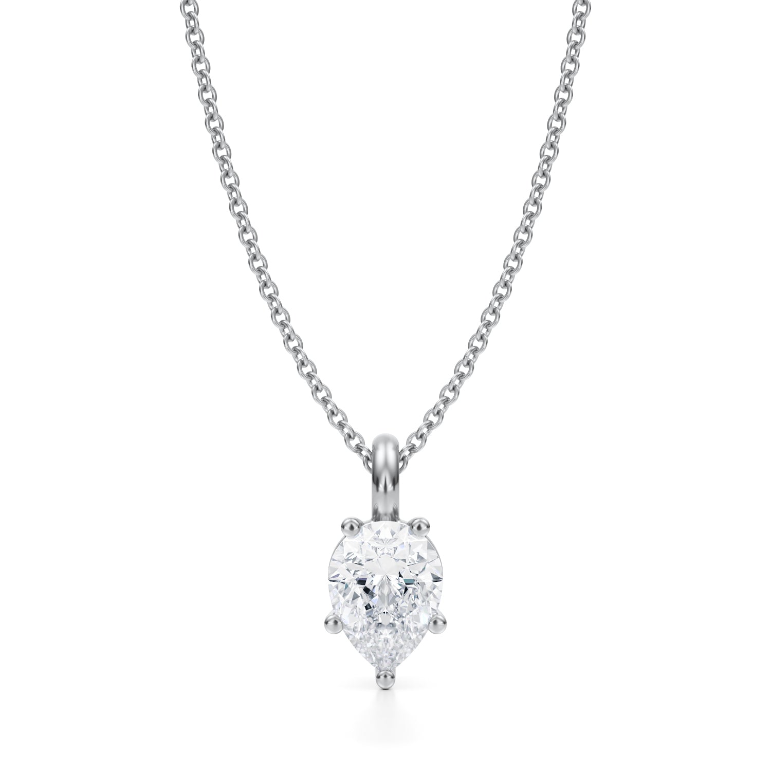 1 Carat Pear Lab Grown Diamond Solitaire Pendant - Michael Gabriels