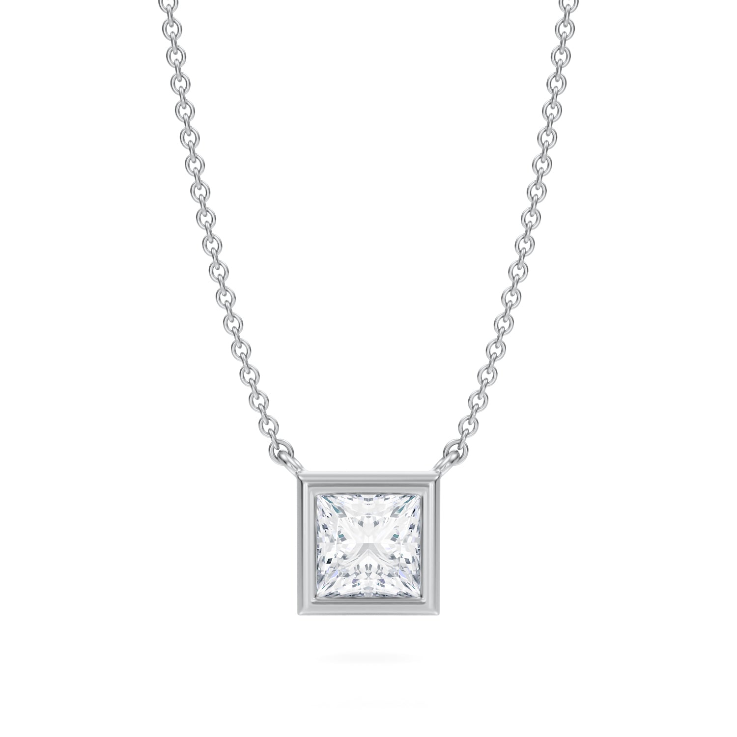 1 Carat Princess Cut Bezel Solitaire Pendant Necklace - Michael Gabriels
