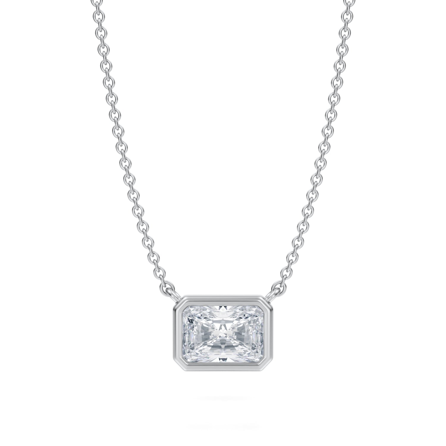 1 Carat Radiant Bezel Solitaire Pendant Necklace - Michael Gabriels