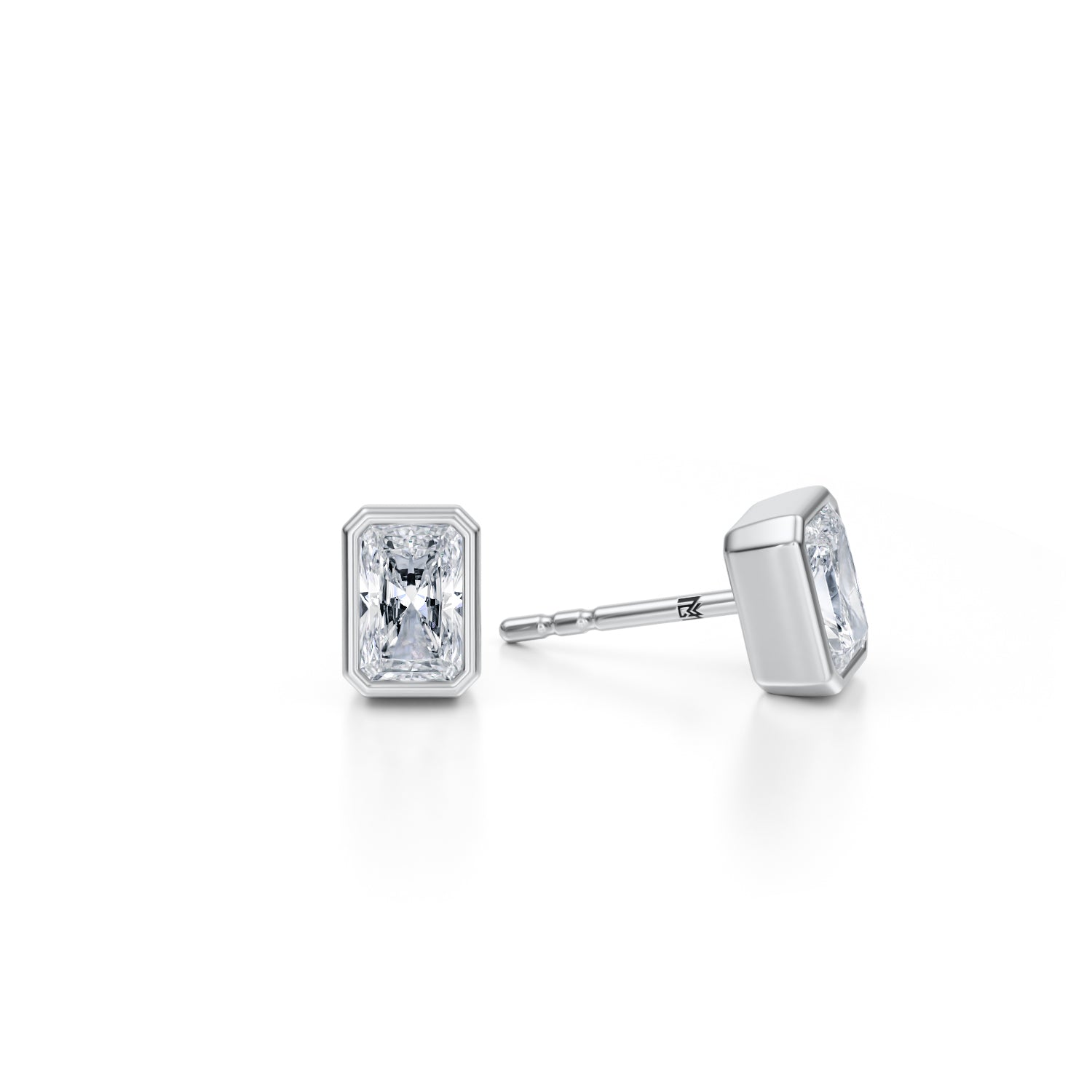1 Carat Radiant Bezel Stud Lab Grown Diamond Earrings - Michael Gabriels