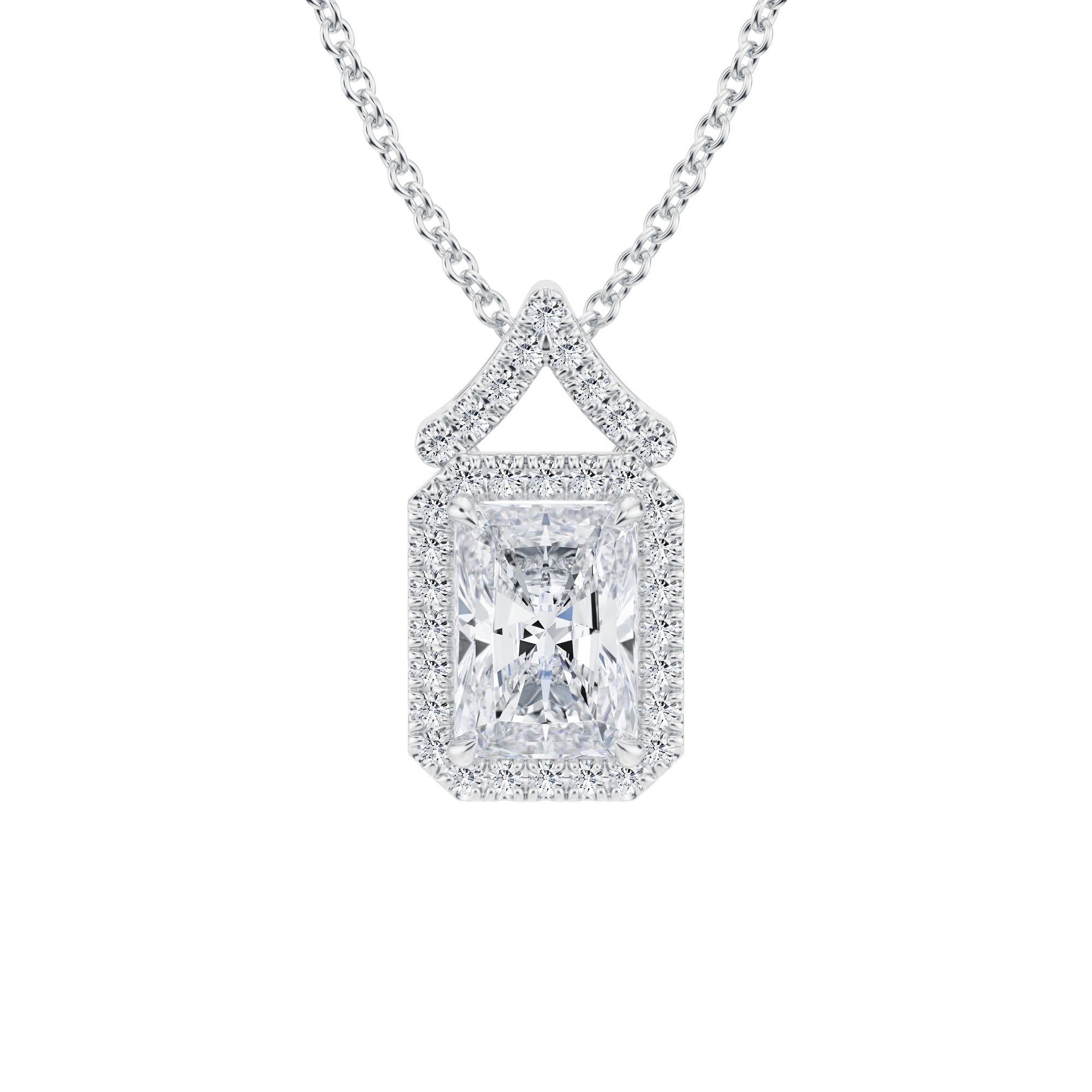1 Carat Radiant Halo Pendants - Michael Gabriels