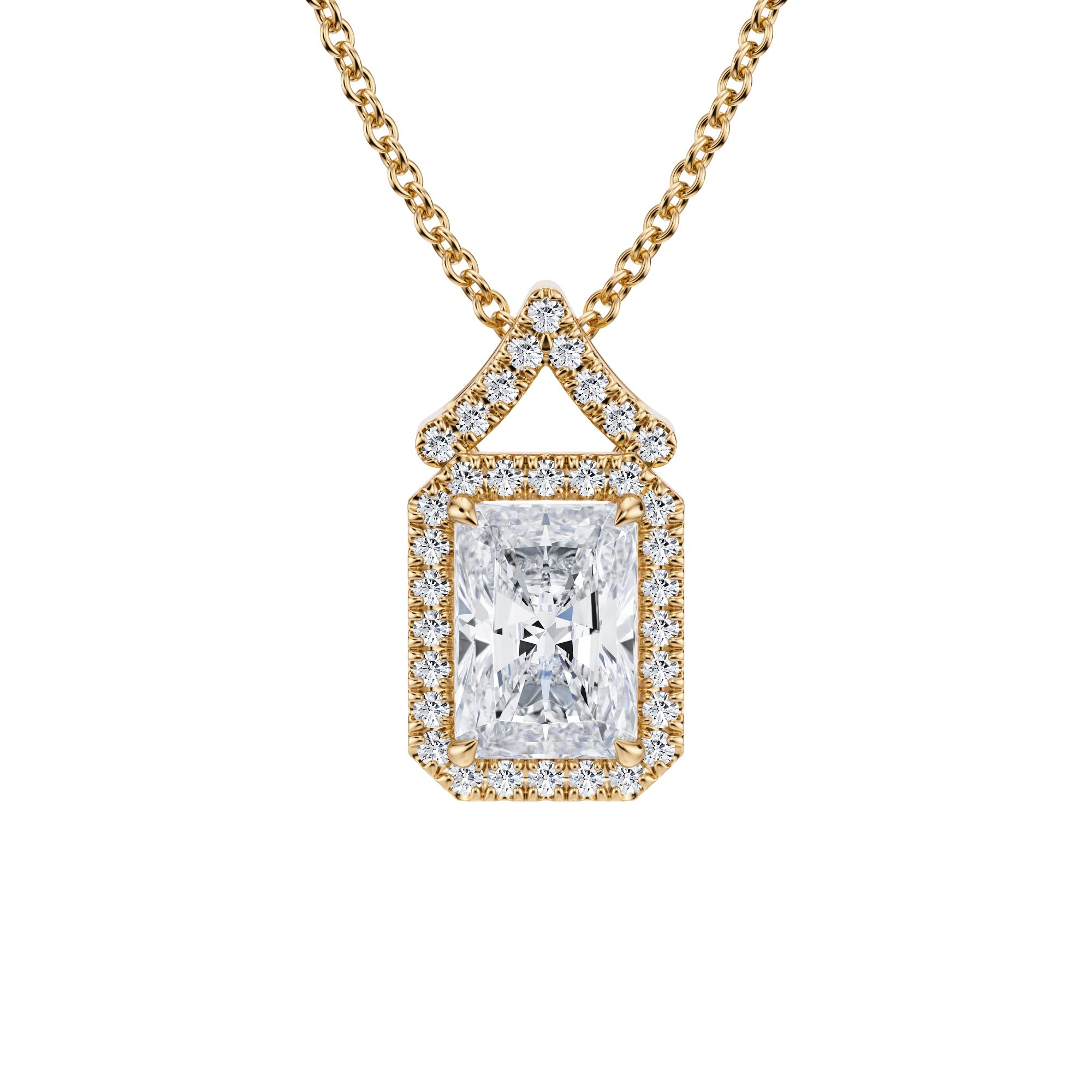 1 Carat Radiant Halo Pendants - Michael Gabriels