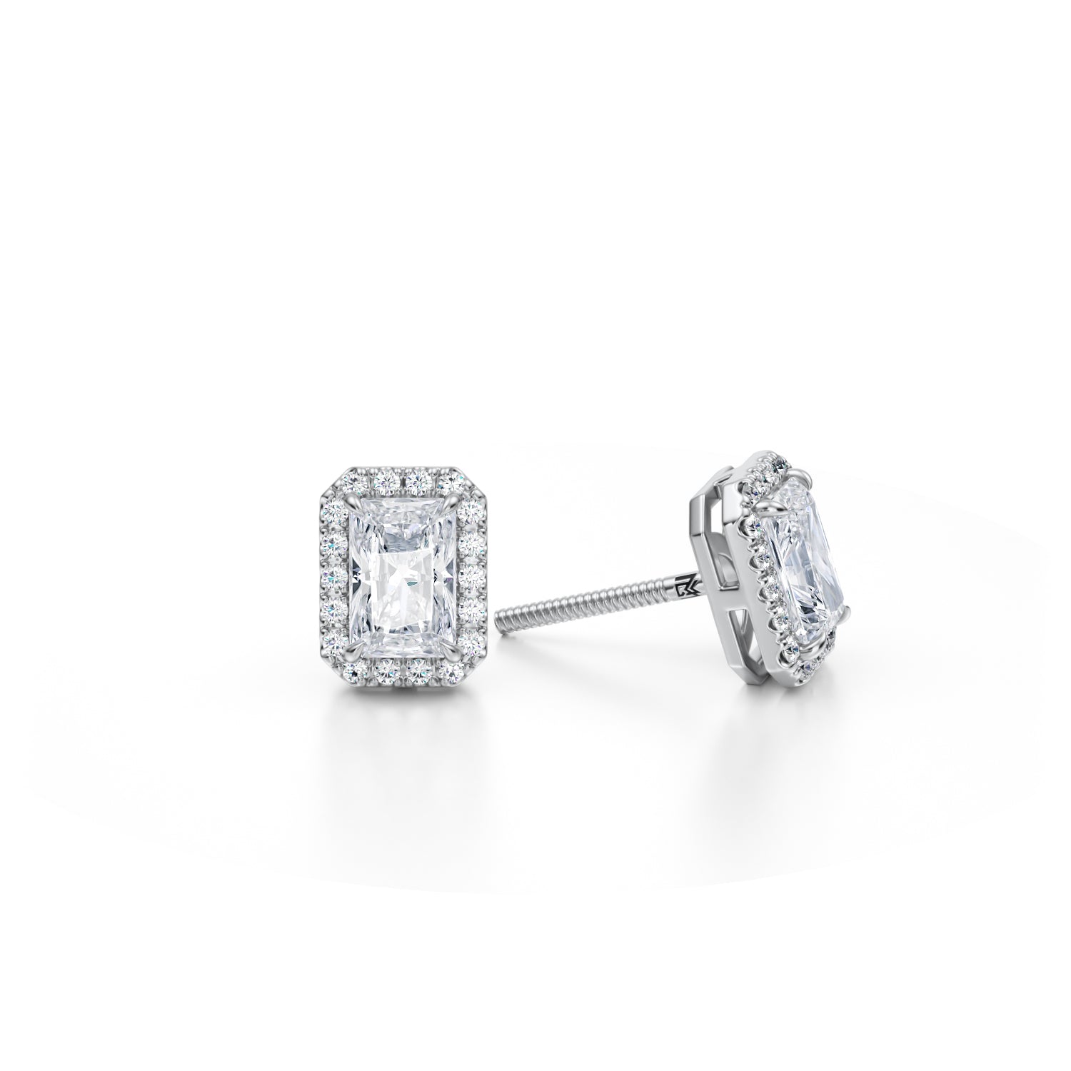 1 Carat Radiant Halo Stud Earrings - Michael Gabriels