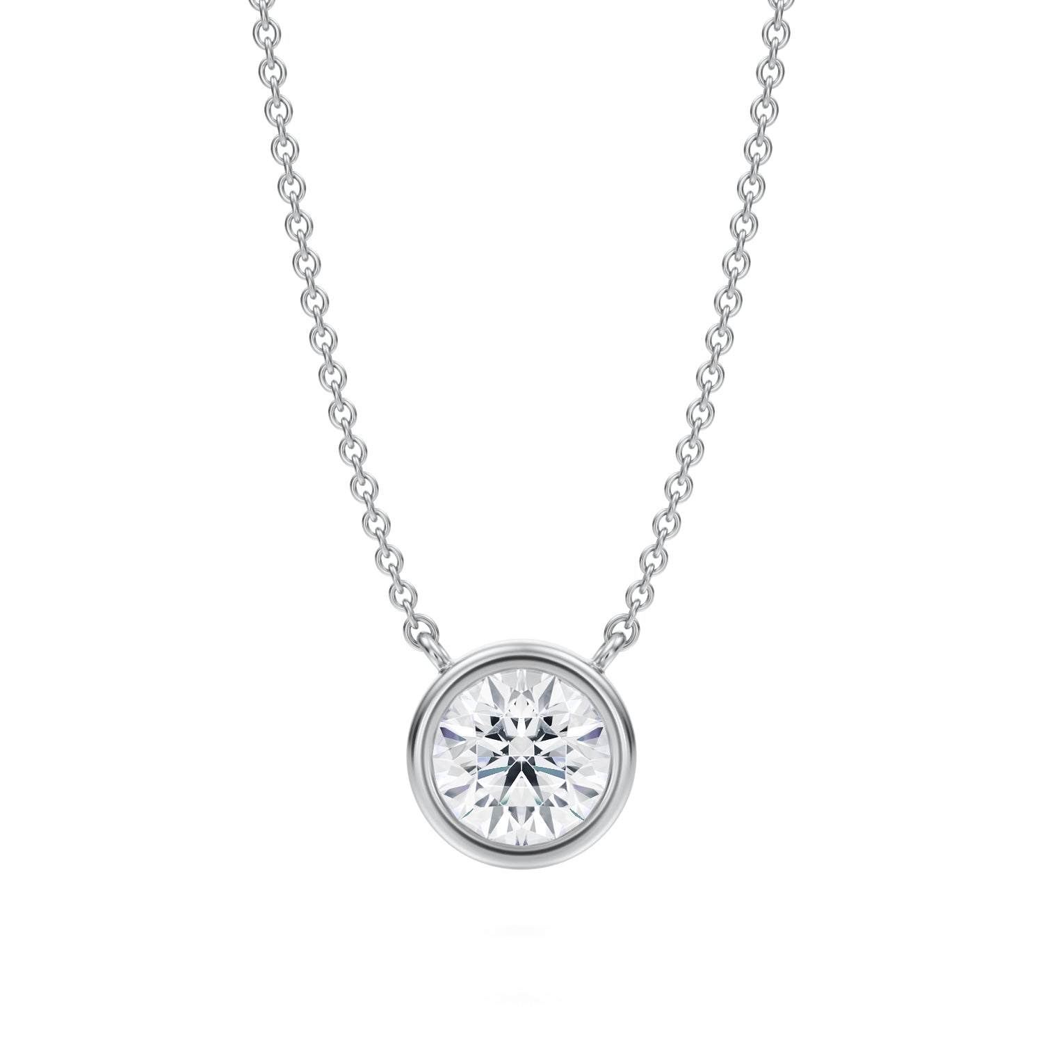 1 Carat Round Bezel Solitaire Pendant Necklace - Michael Gabriels