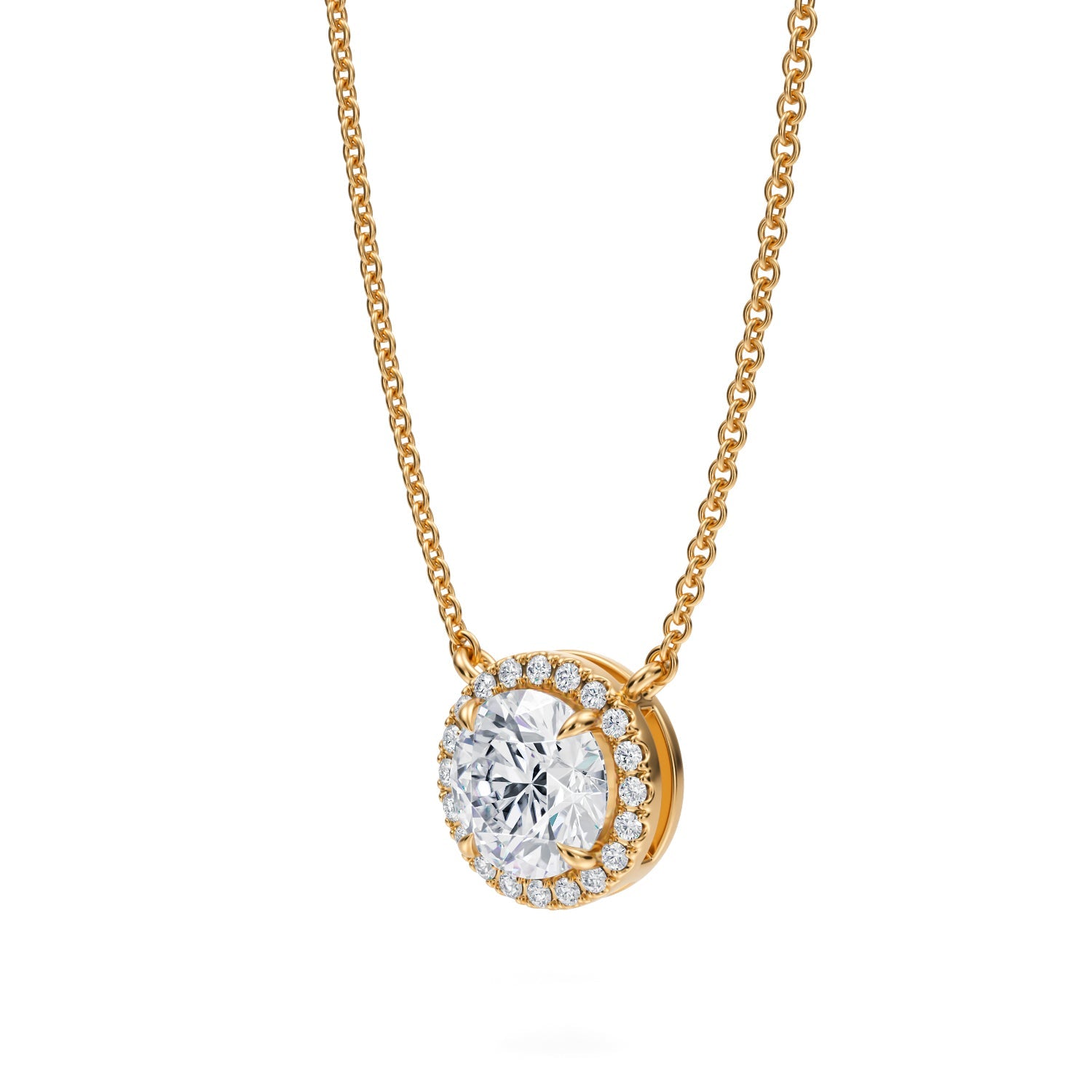 1 Carat Round Classic Halo Pendant - Michael Gabriels