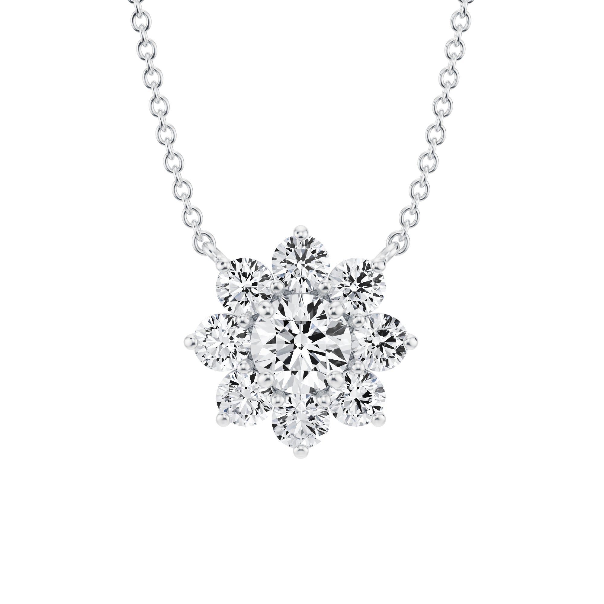 1 Carat Round Flower Cluster Pendant Necklace - Michael Gabriels