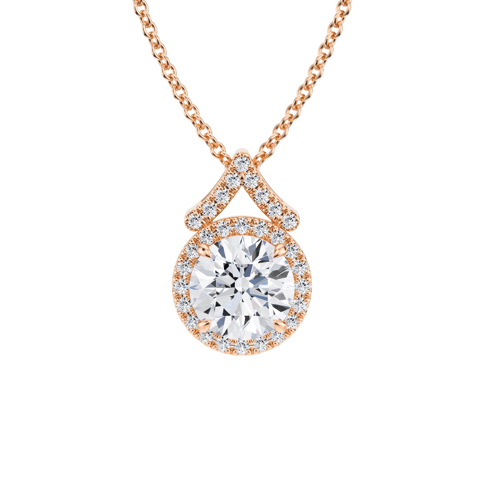 1 Carat Round Halo Pendants - Michael Gabriels