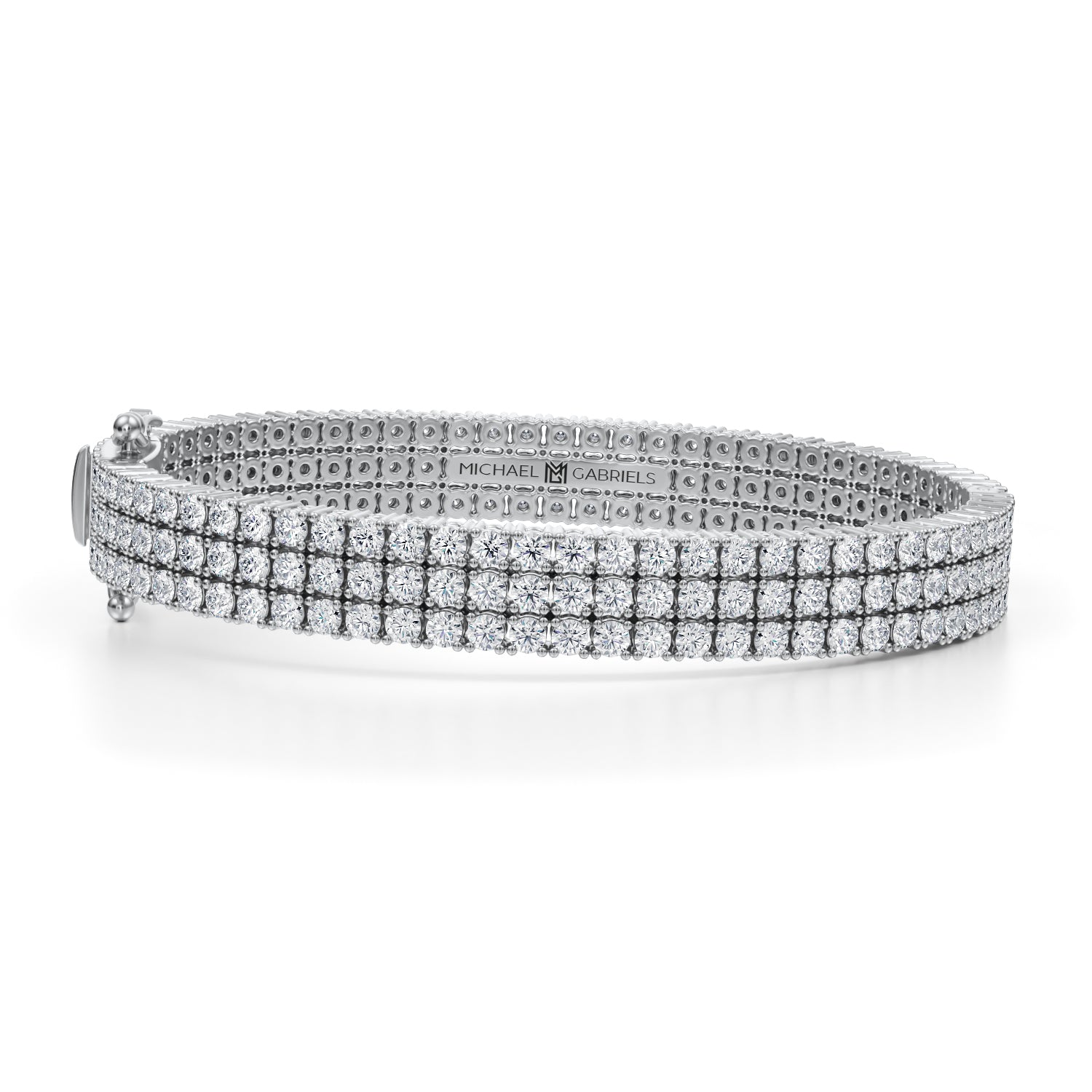 10 Carat Round Triple Row Diamond Bracelet - Michael Gabriels