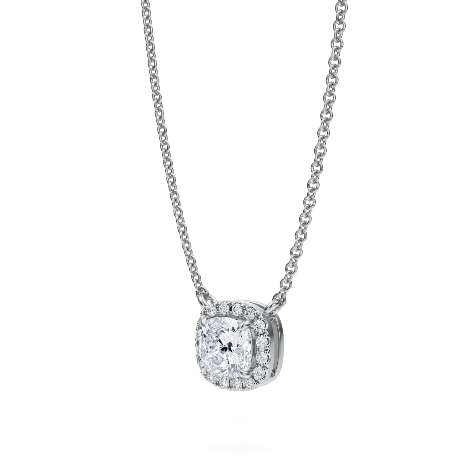 1/2 Carat Cushion Classic Halo Pendant - Michael Gabriels