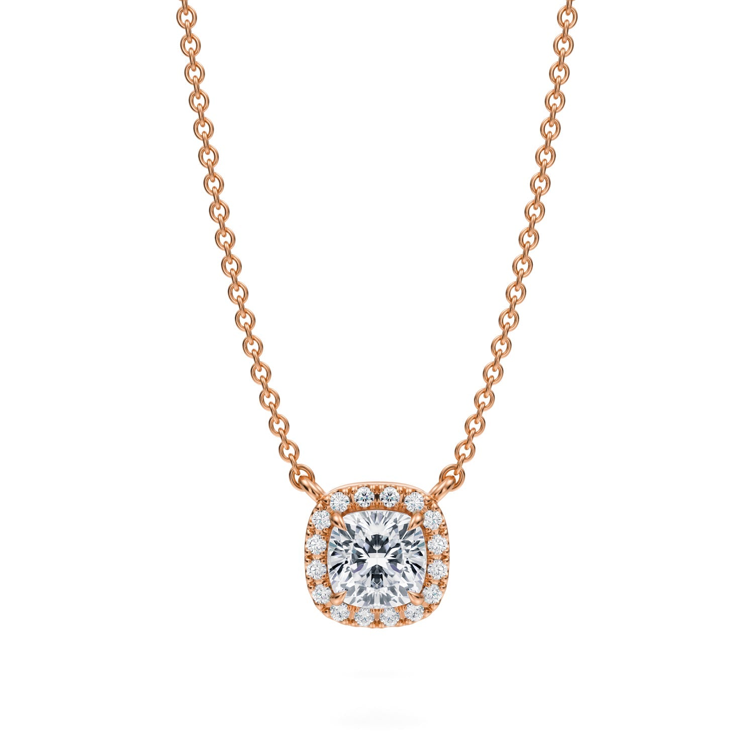 1/2 Carat Cushion Classic Halo Pendant - Michael Gabriels
