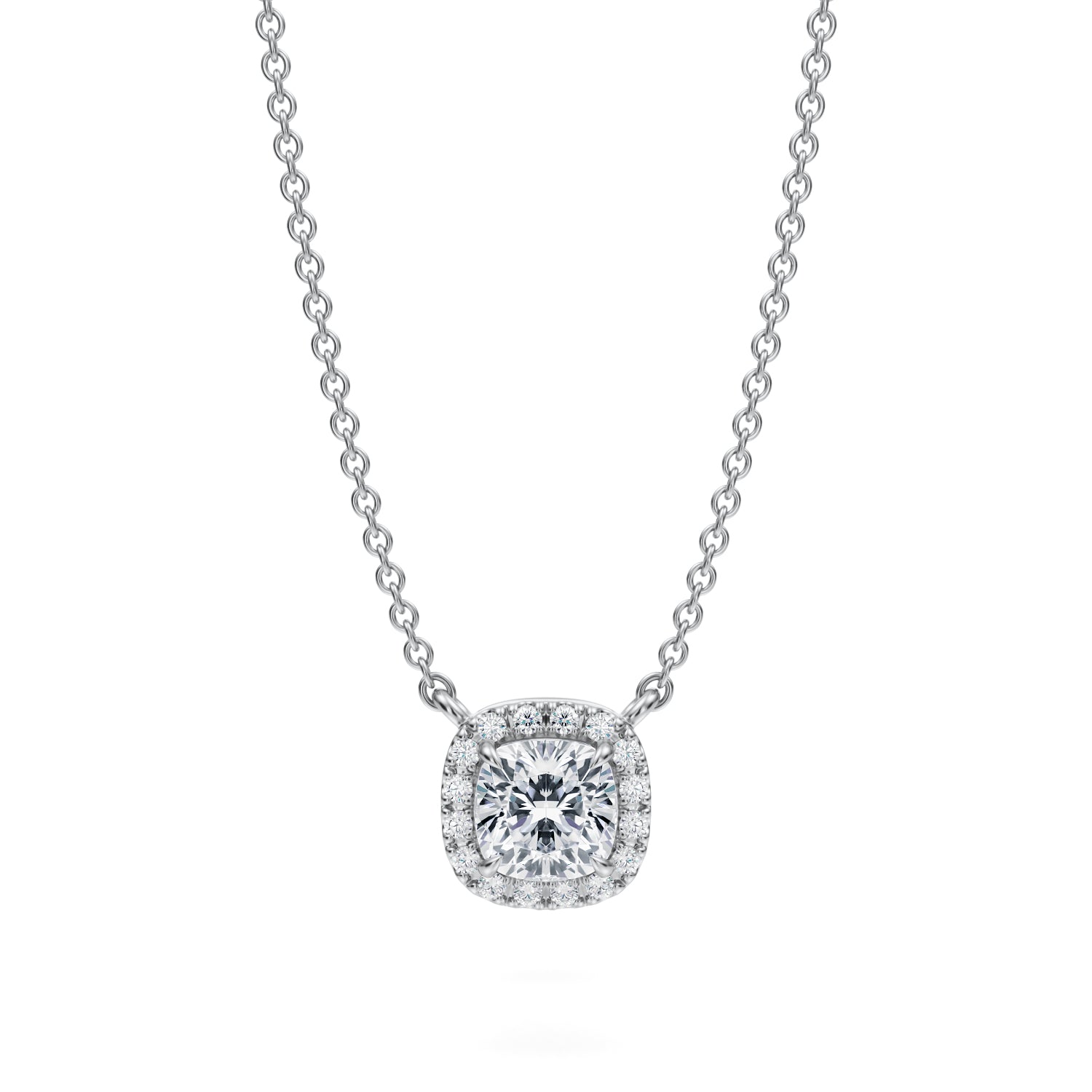 1/2 Carat Cushion Classic Halo Pendant - Michael Gabriels