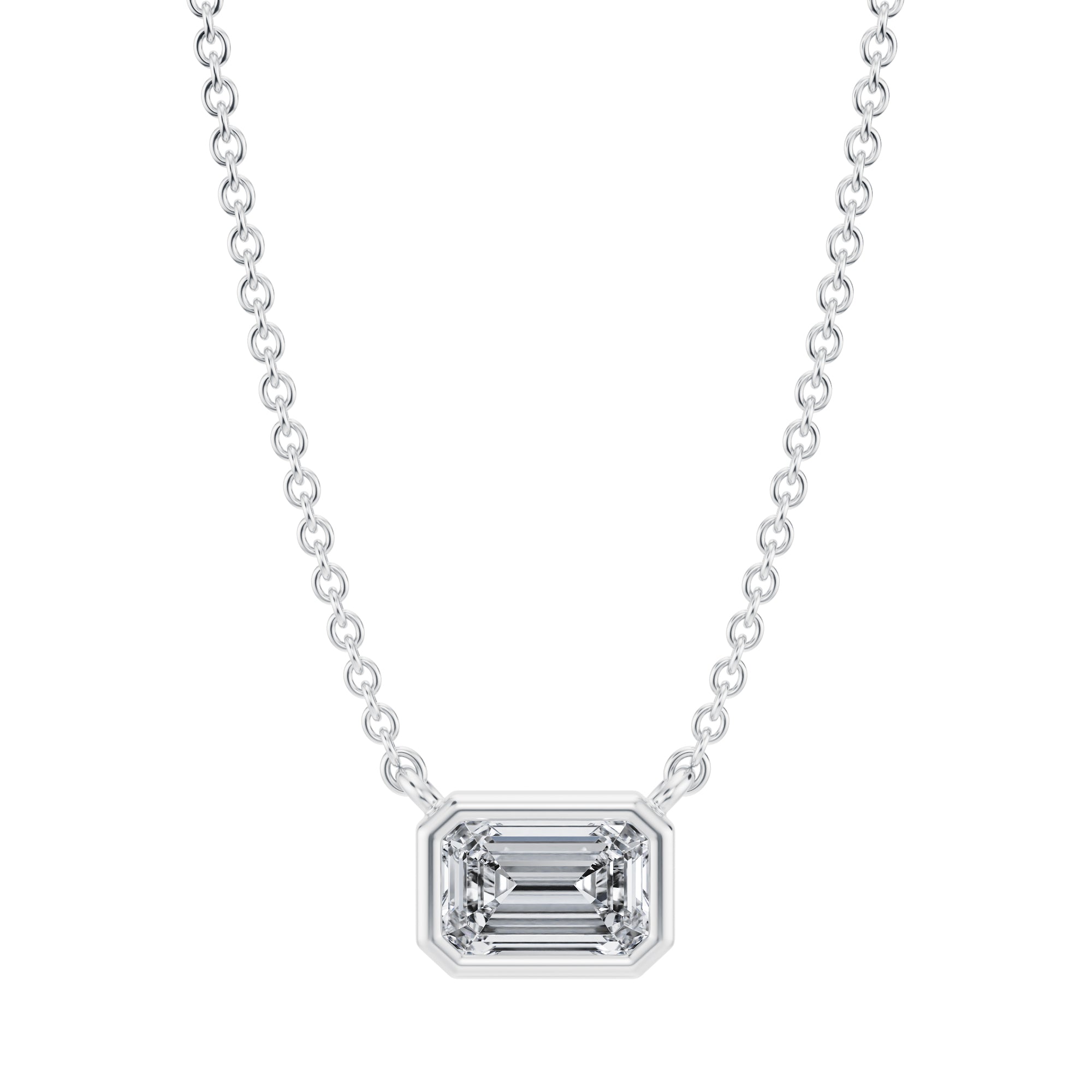 1/2 Carat Emerald Bezel Solitaire Pendant Necklace - Michael Gabriels