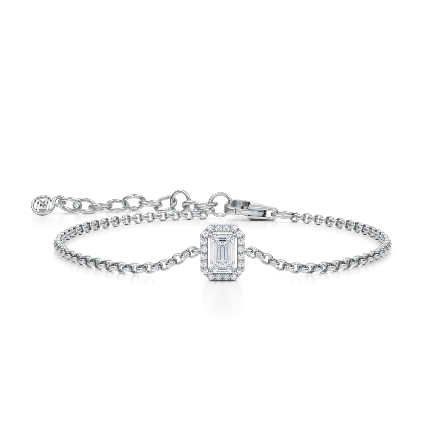 1/2 Carat Emerald Halo Chain Bracelet - Michael Gabriels