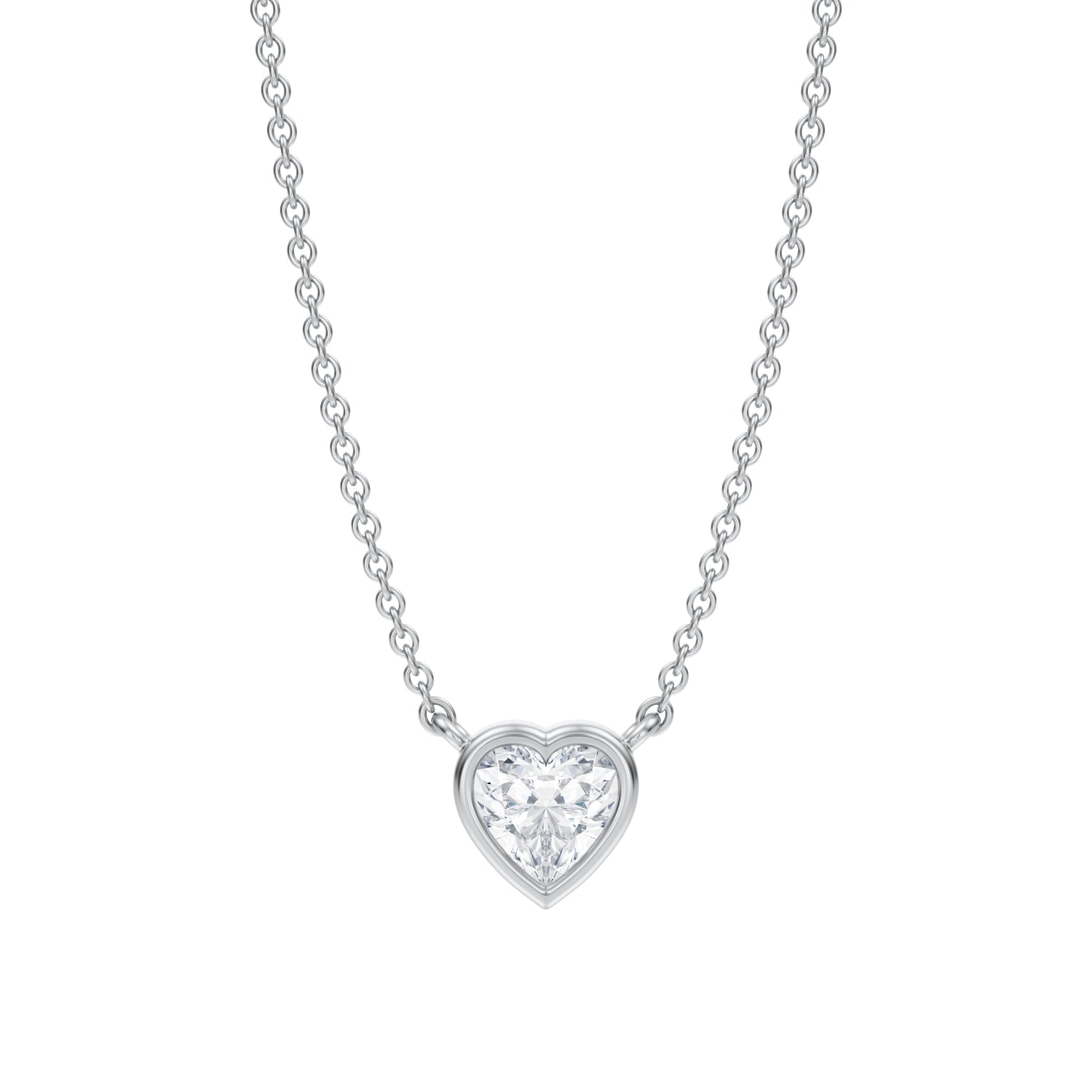 1/2 Carat Heart Shape Bezel Solitaire Pendant Necklace - Michael Gabriels
