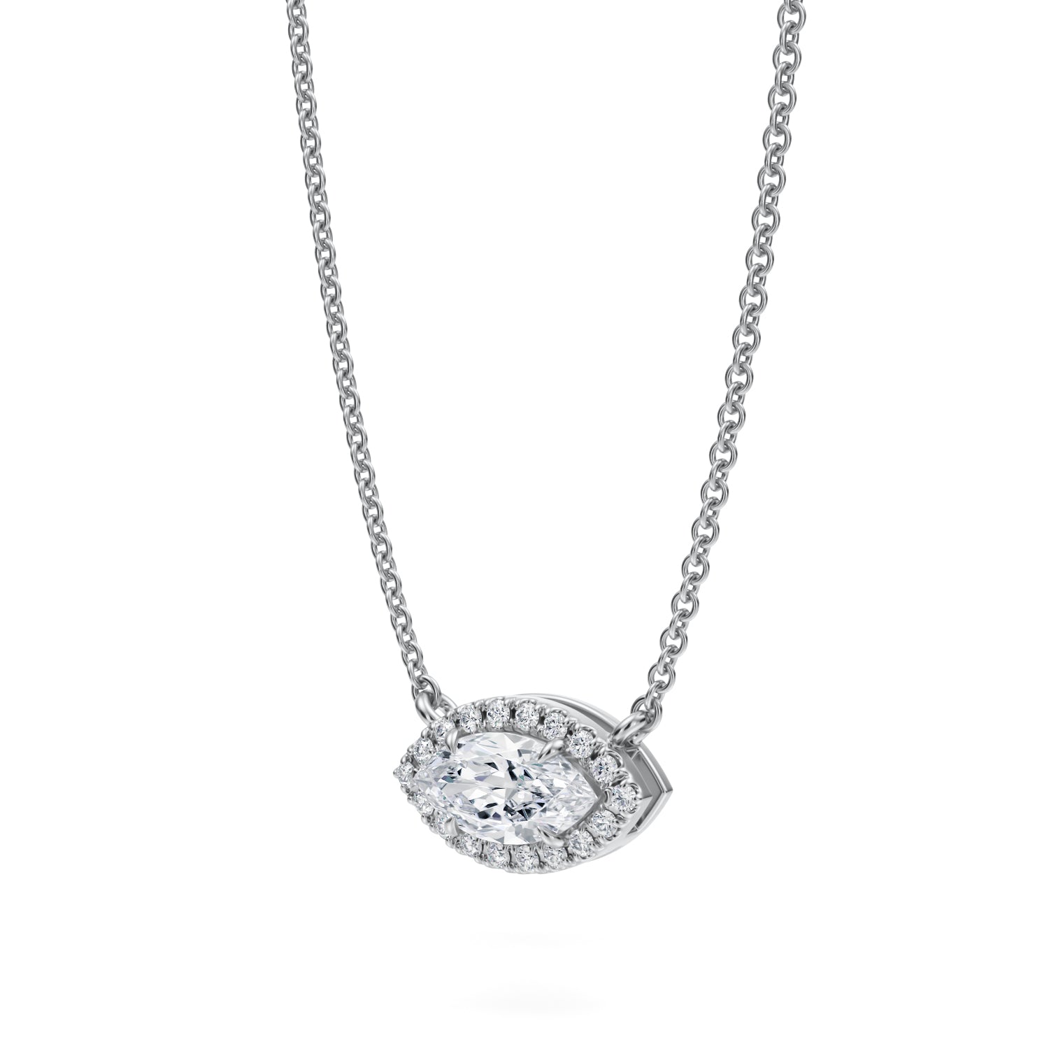 1/2 Carat Marquise Classic Halo Pendant - Michael Gabriels