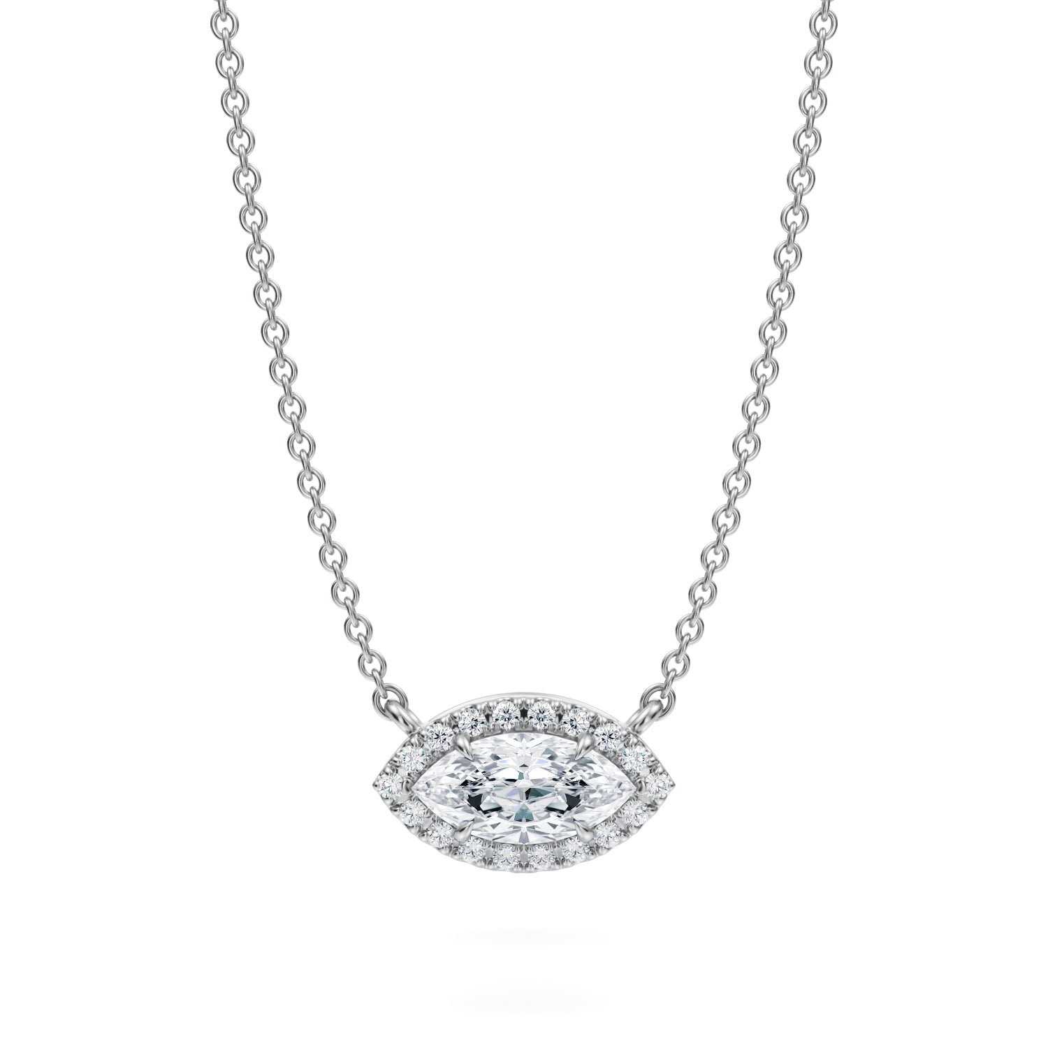 1/2 Carat Marquise Classic Halo Pendant - Michael Gabriels