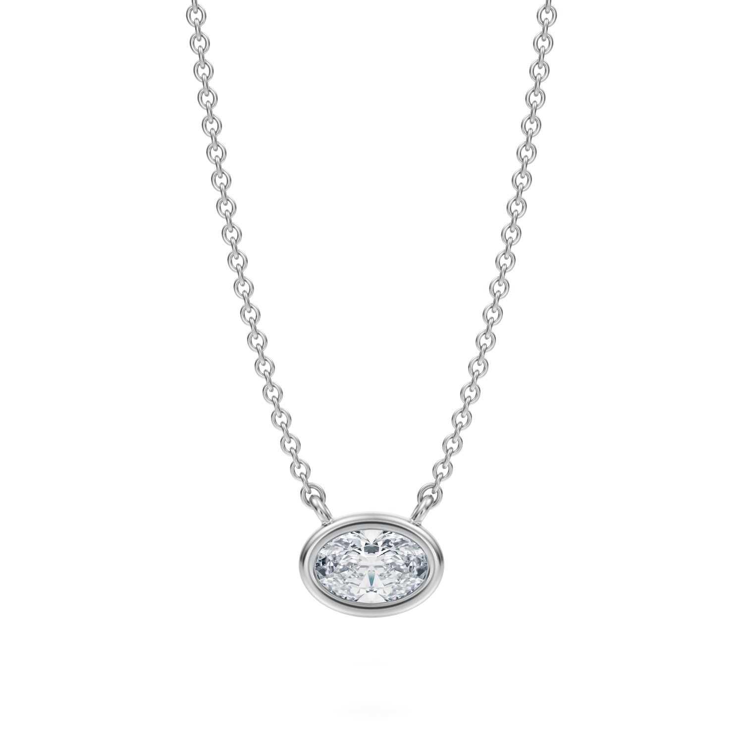 1/2 Carat Oval Bezel Solitaire Pendant Necklace - Michael Gabriels