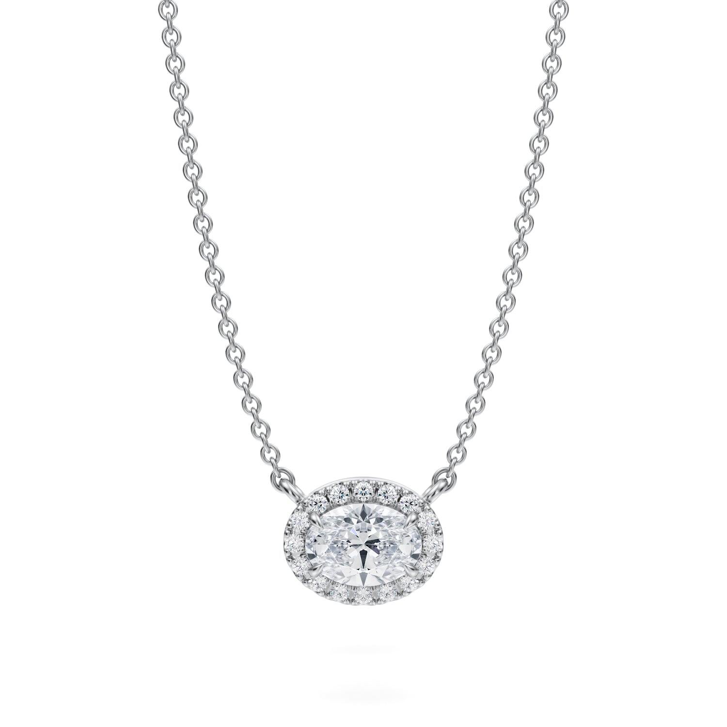 1/2 Carat Oval Classic Halo Pendant - Michael Gabriels