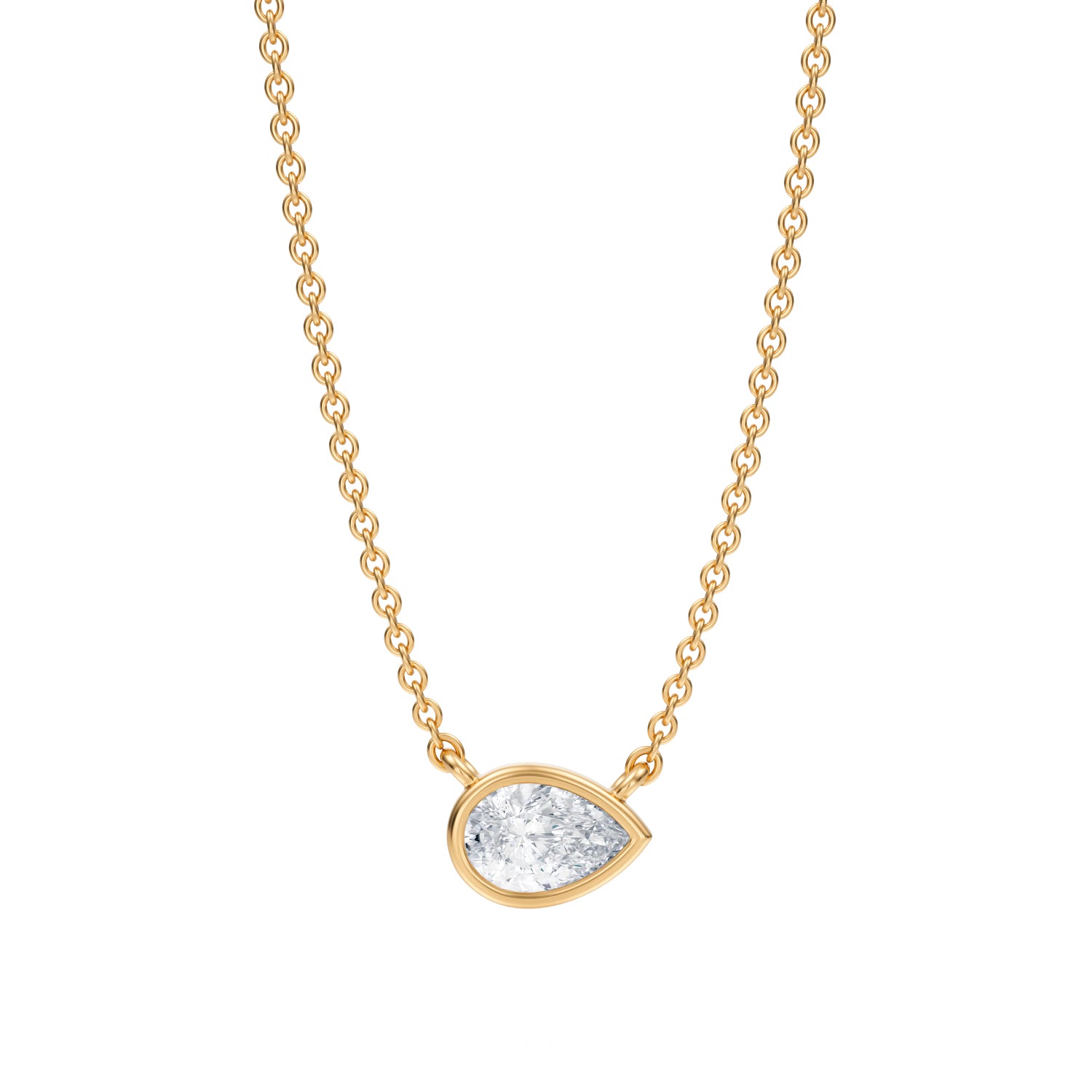 1/2 Carat Pear Bezel Solitaire Pendant Necklace - Michael Gabriels