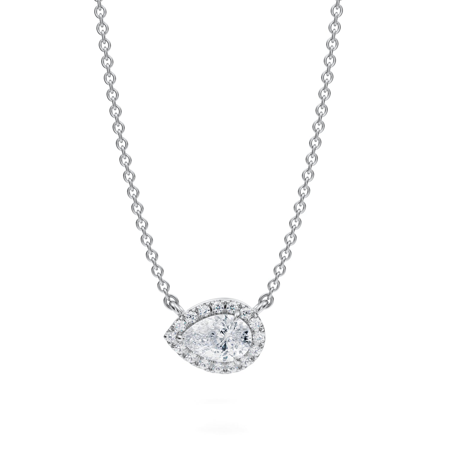1/2 Carat Pear Classic Halo Pendant - Michael Gabriels
