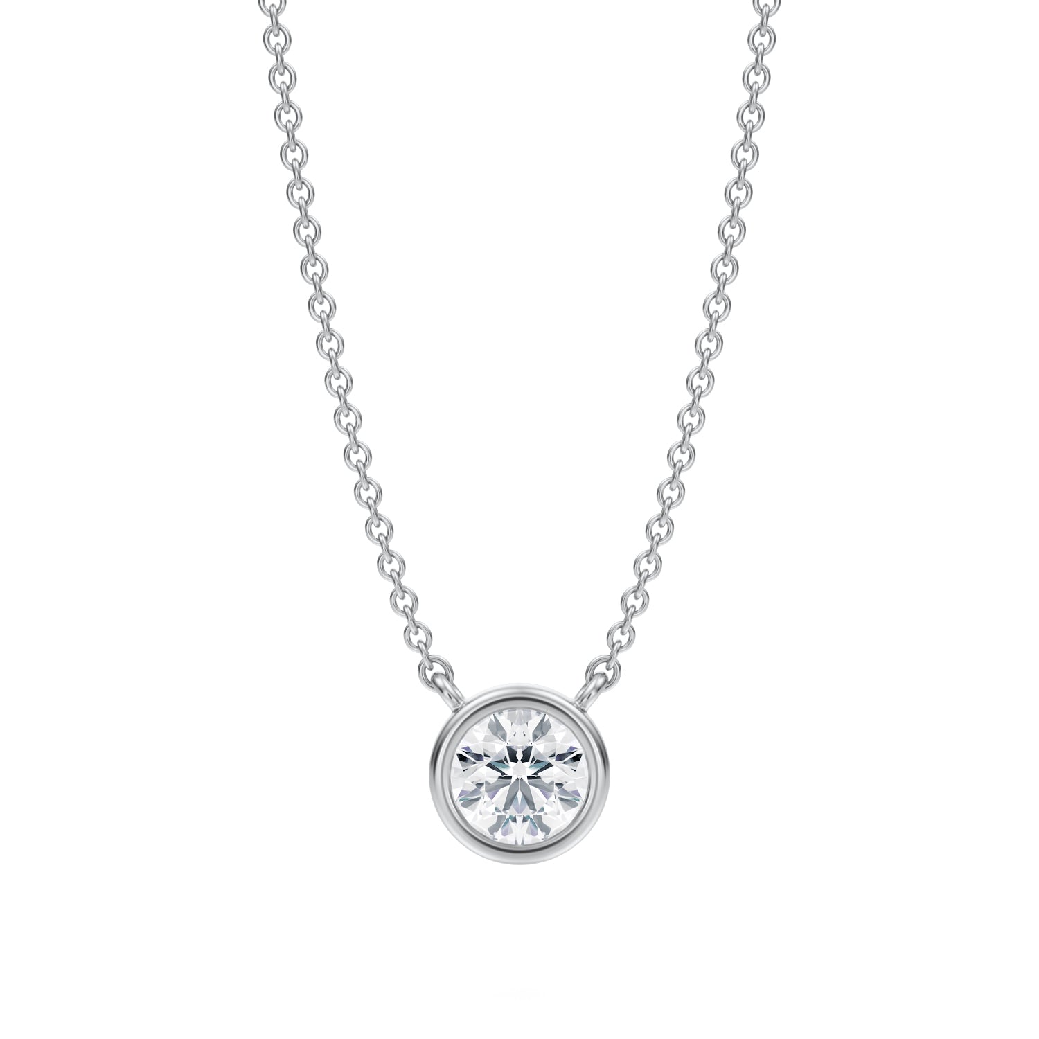 1/2 Carat Round Bezel Solitaire Pendant Necklace - Michael Gabriels