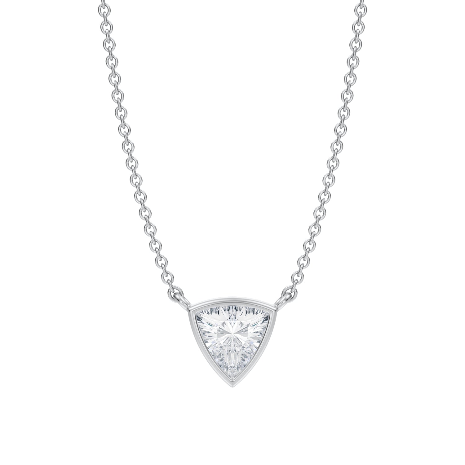 1/2 Carat Trillion Bezel Solitaire Pendant Necklace - Michael Gabriels
