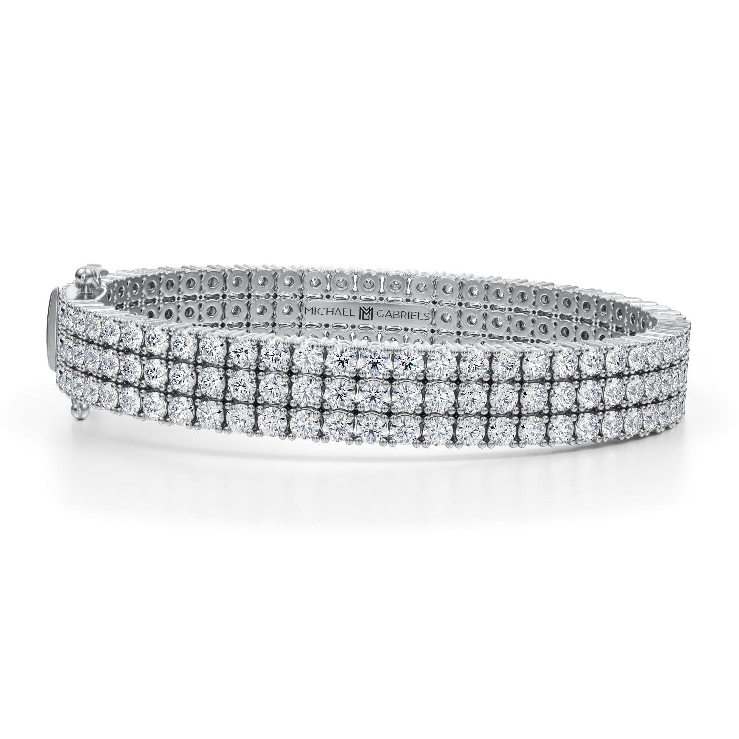 15 Carat Round Triple Row Diamond Bracelet - Michael Gabriels