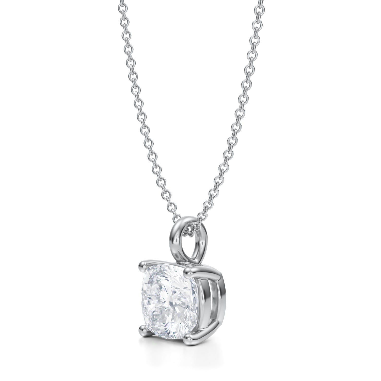2 1/2 Carat Cushion Lab Grown Diamond Solitaire Pendant - Michael Gabriels