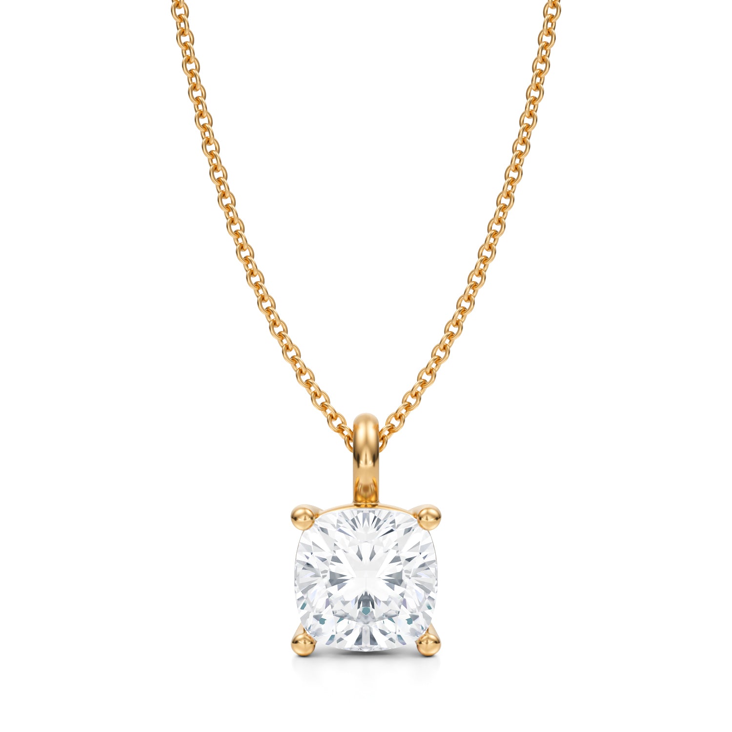 2 1/2 Carat Cushion Lab Grown Diamond Solitaire Pendant - Michael Gabriels