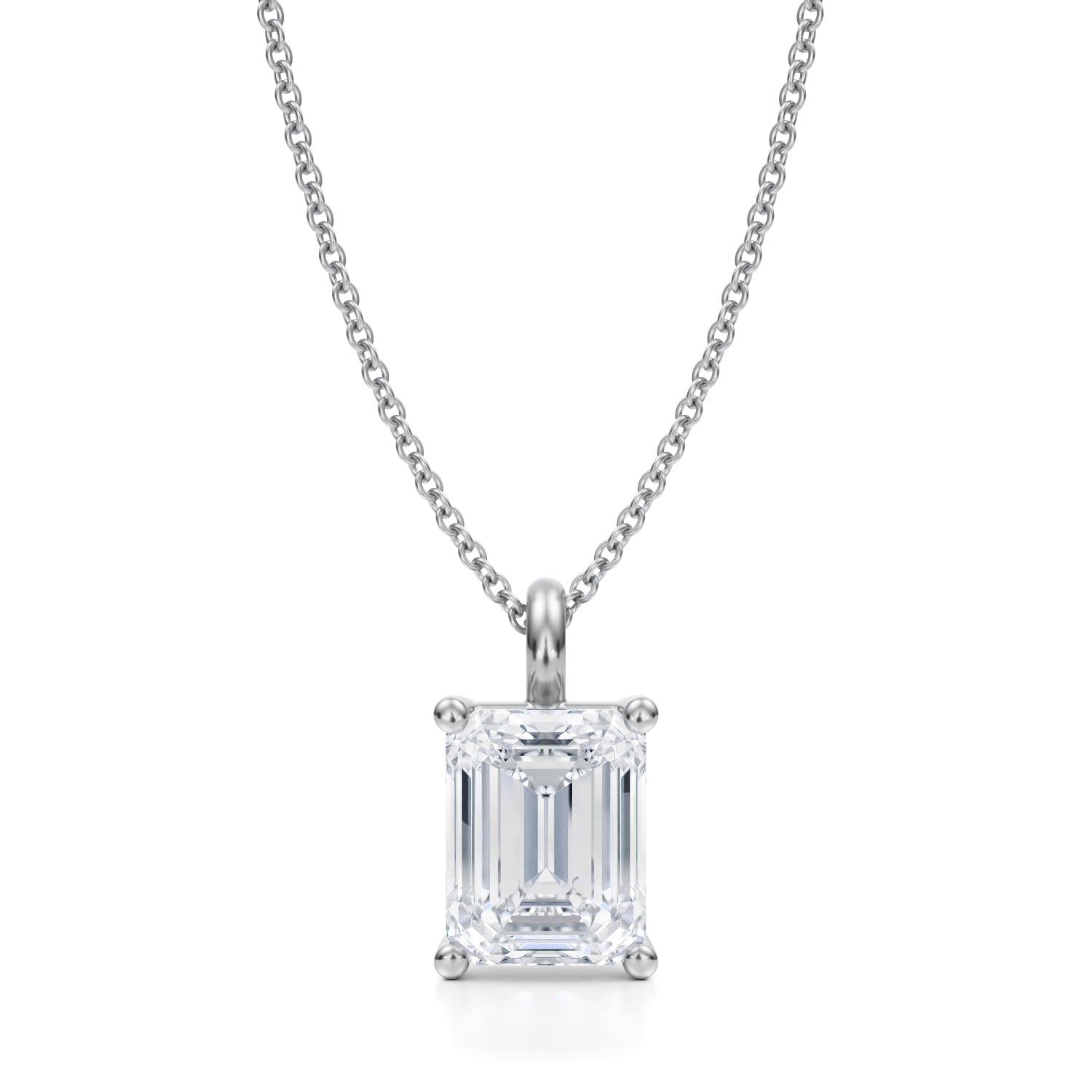 2 1/2 Carat Emerald Lab Grown Diamond Solitaire Pendant - Michael Gabriels