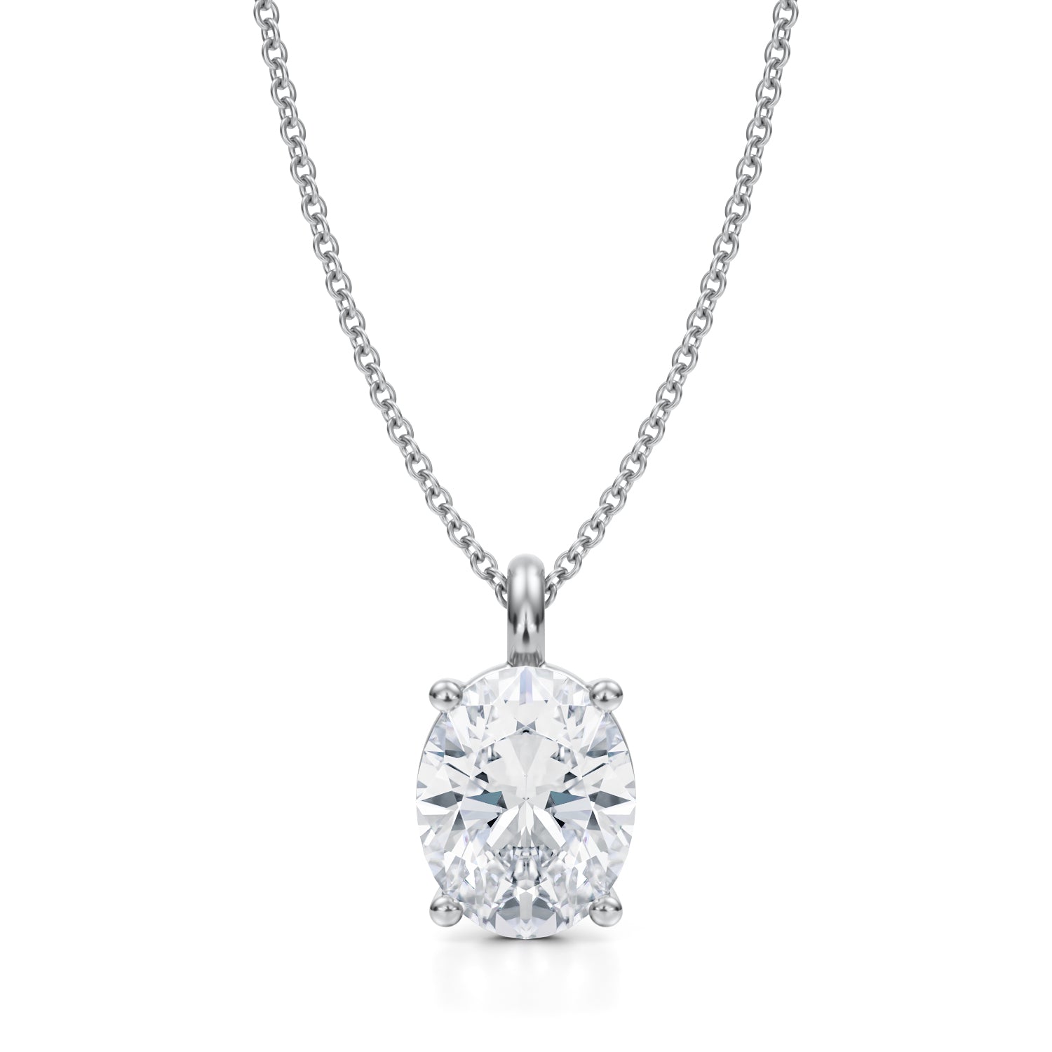 2 1/2 Carat Oval Lab Grown Diamond Solitaire Pendant - Michael Gabriels