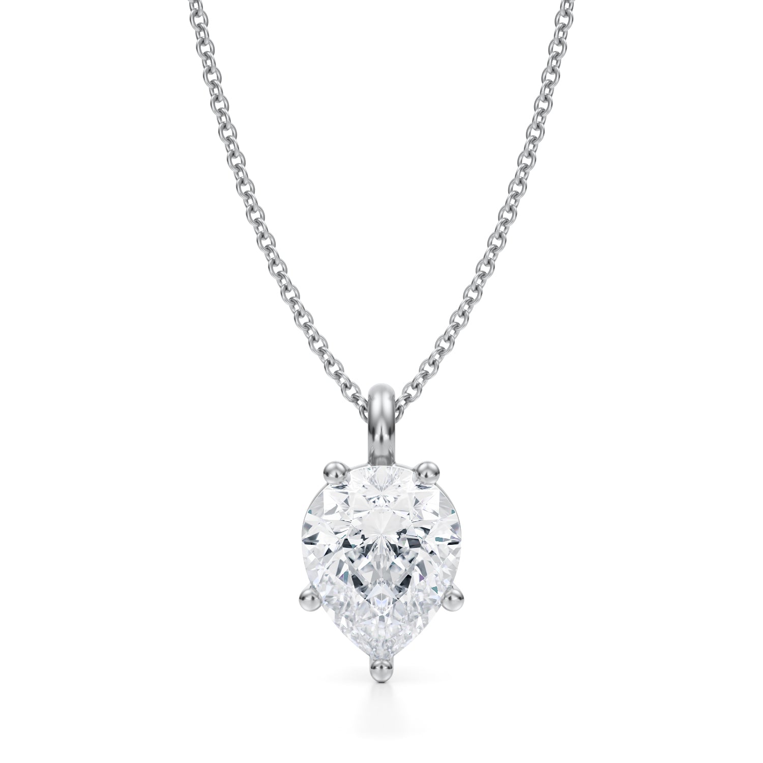 2 1/2 Carat Pear Lab Grown Diamond Solitaire Pendant - Michael Gabriels