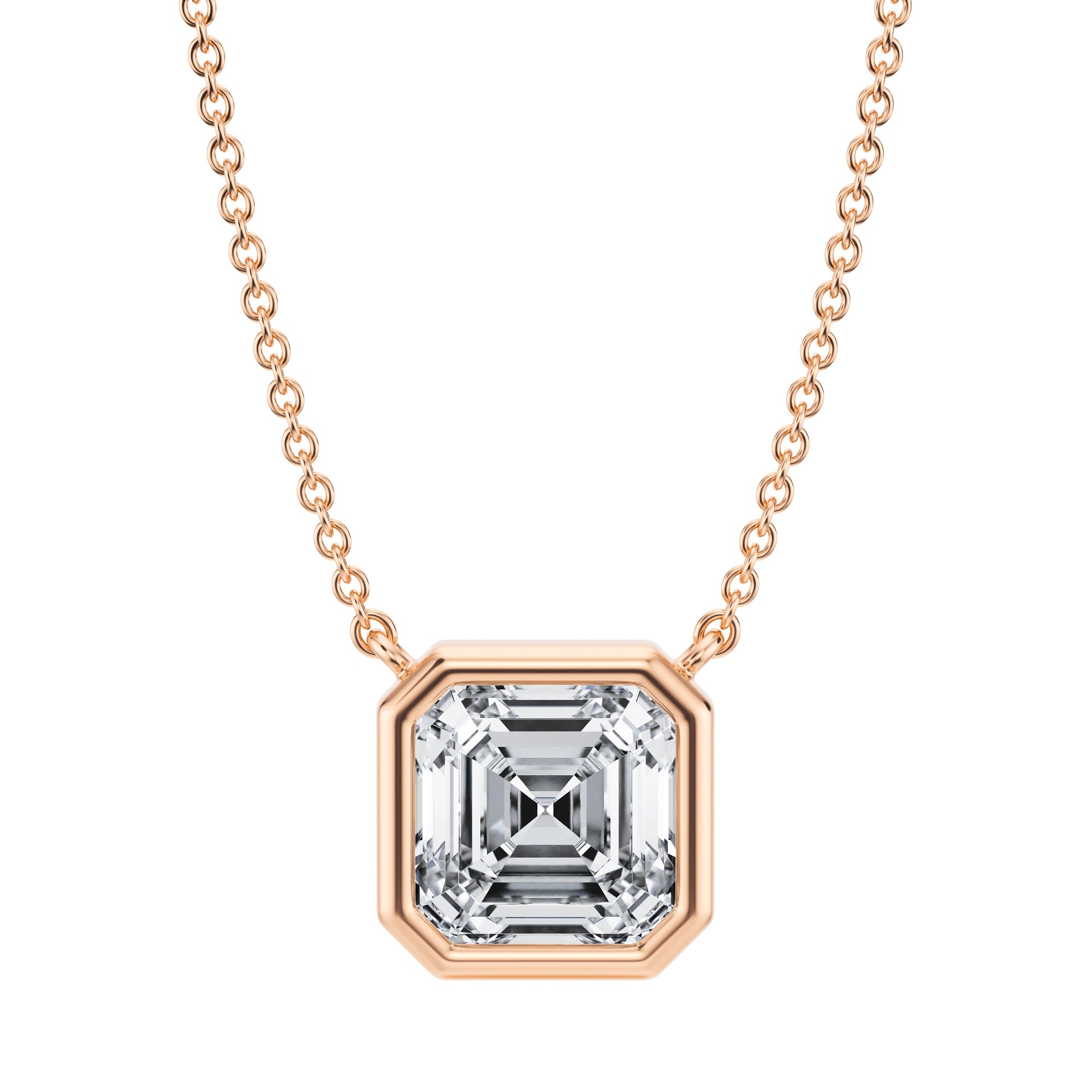 2.5 Carat Asscher Cut Bezel Solitaire Pendant Necklace - Michael Gabriels