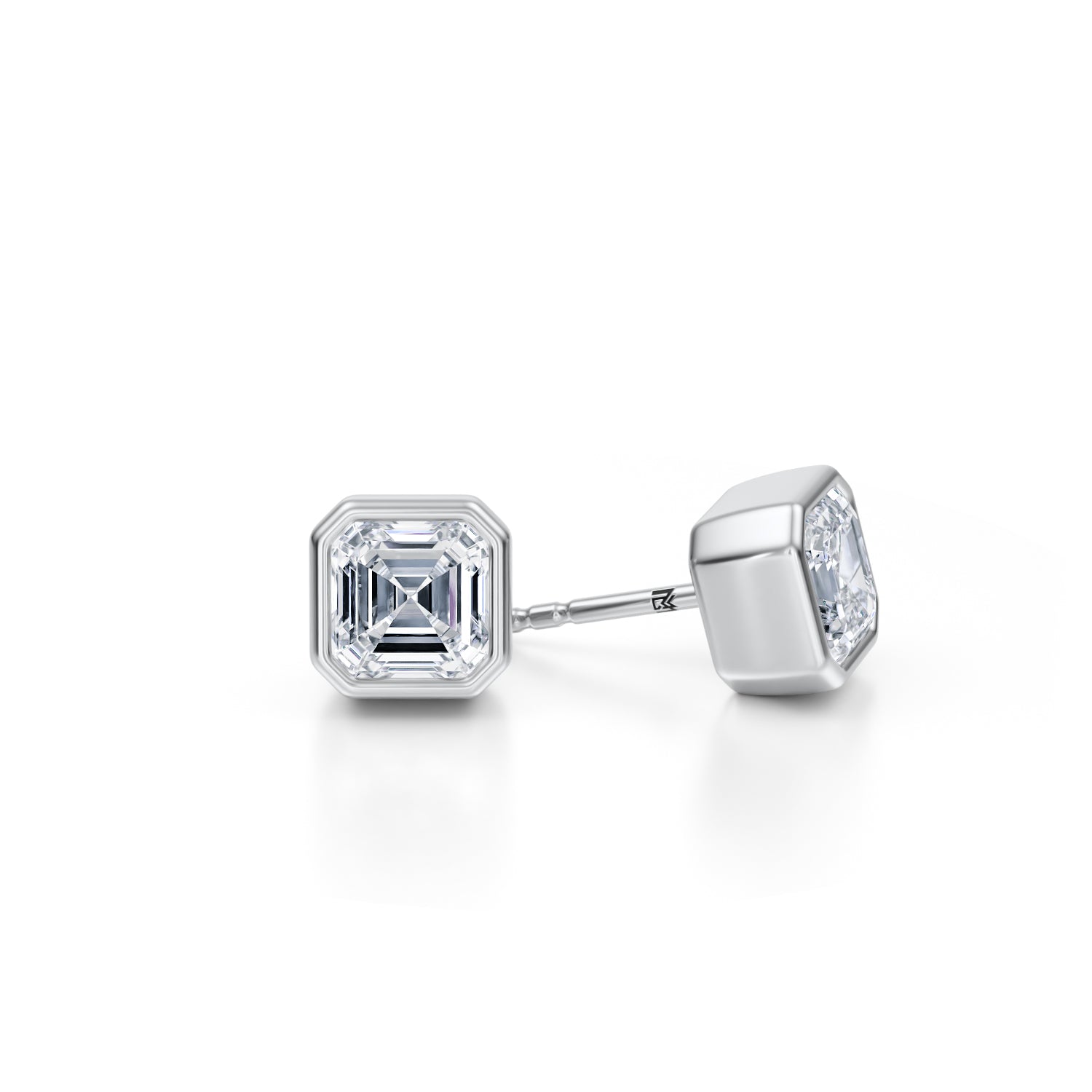 2.5 Carat Asscher Cut Bezel Stud Lab Grown Diamond Earrings - Michael Gabriels