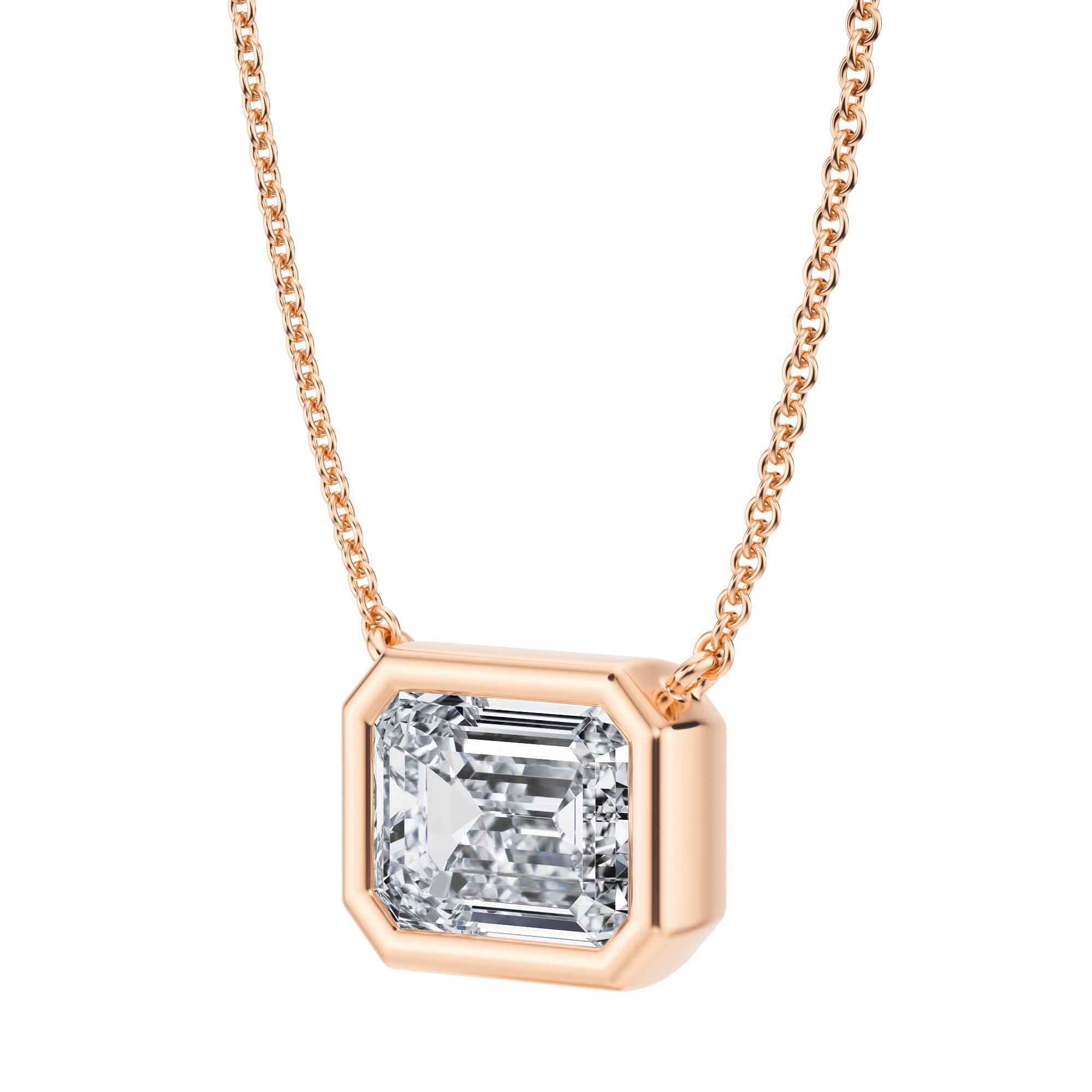 2.5 Carat Emerald Bezel Solitaire Pendant Necklace - Michael Gabriels