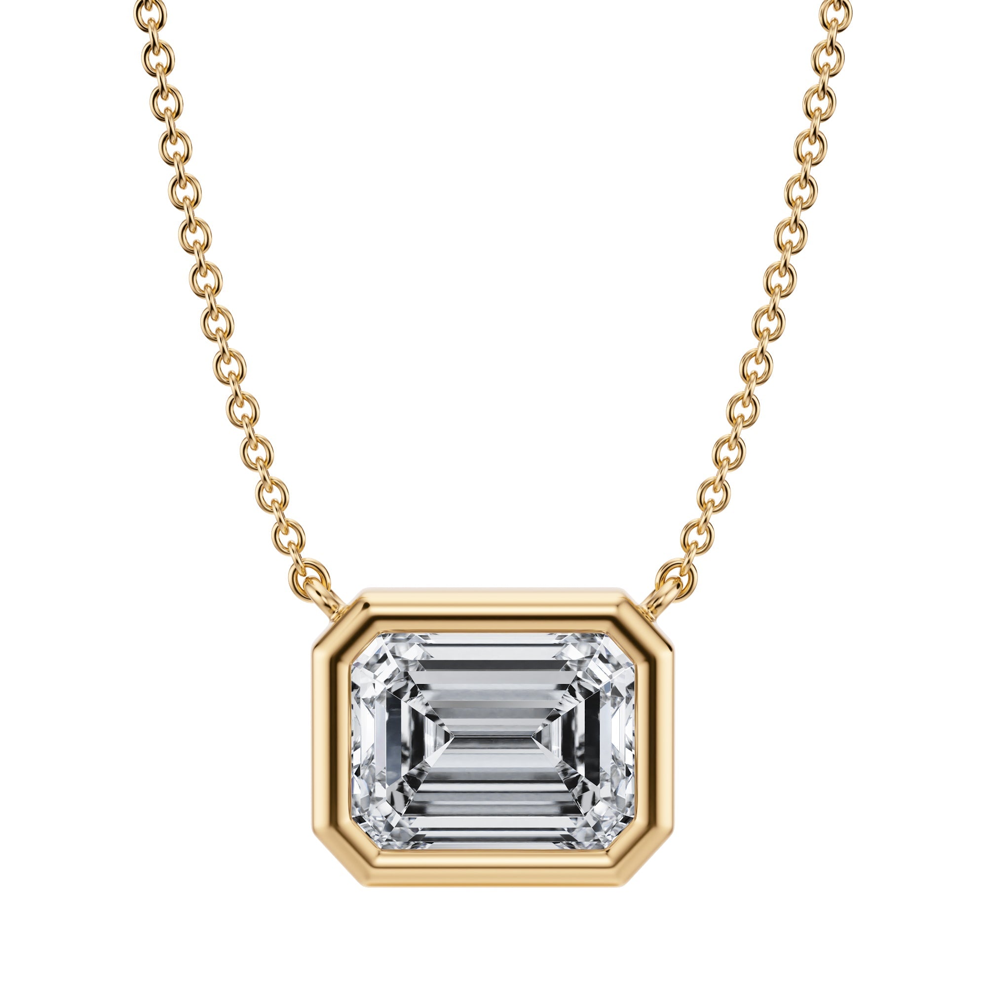 2.5 Carat Emerald Bezel Solitaire Pendant Necklace - Michael Gabriels