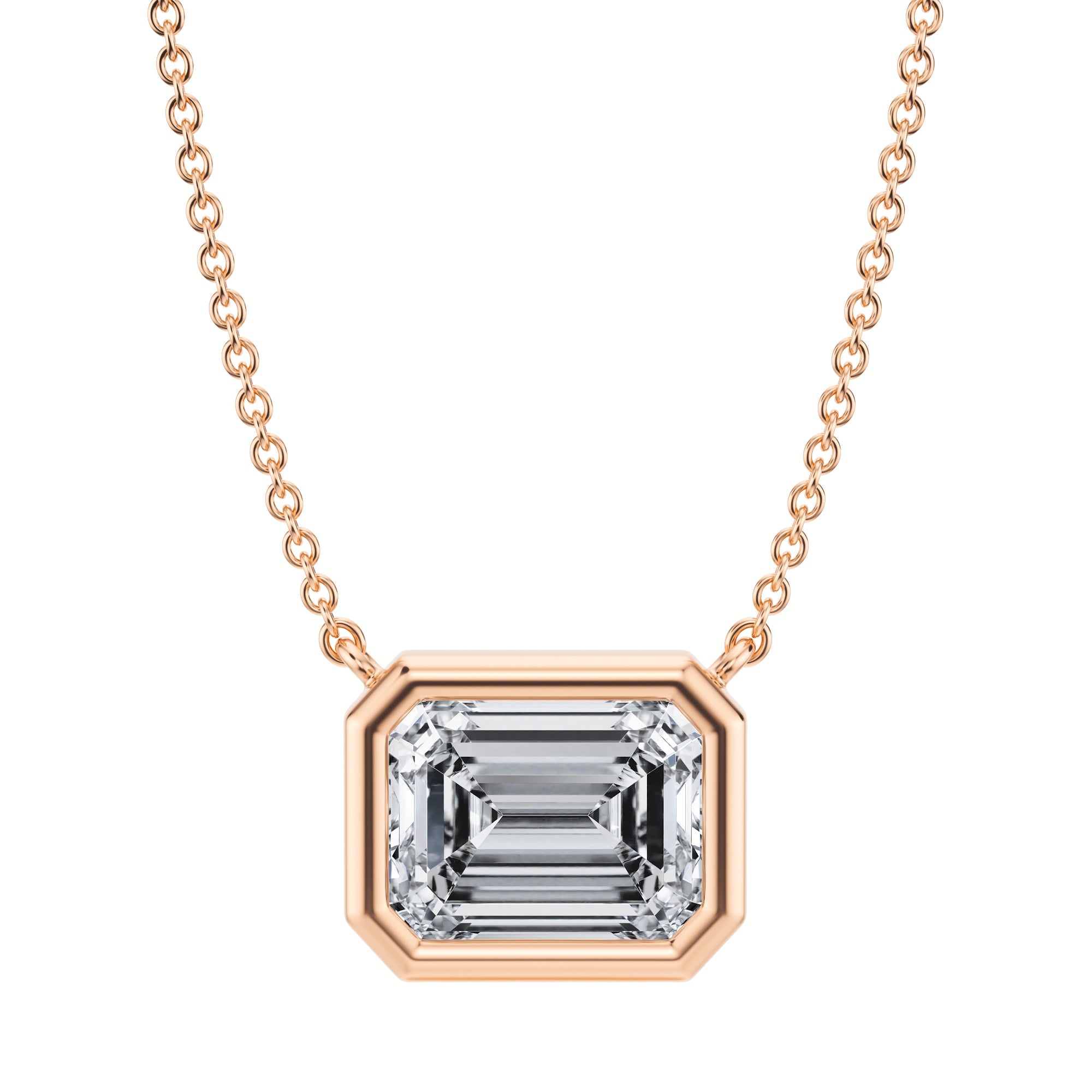 2.5 Carat Emerald Bezel Solitaire Pendant Necklace - Michael Gabriels