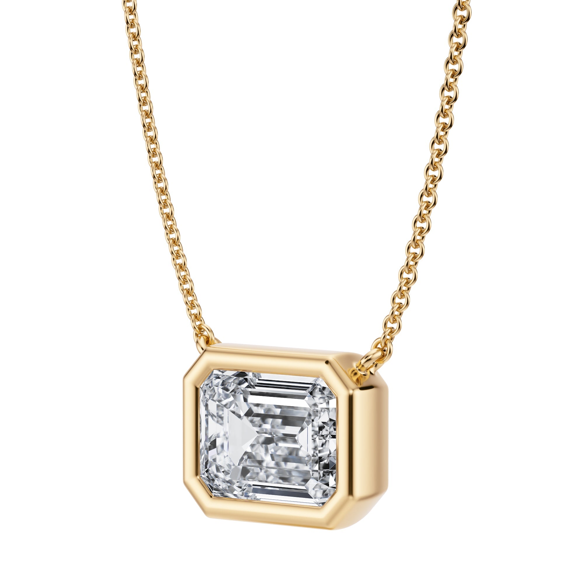 2.5 Carat Emerald Bezel Solitaire Pendant Necklace - Michael Gabriels