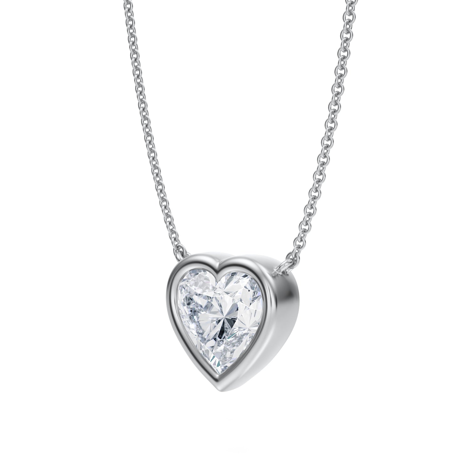 2.5 Carat Heart Shape Bezel Solitaire Pendant Necklace - Michael Gabriels