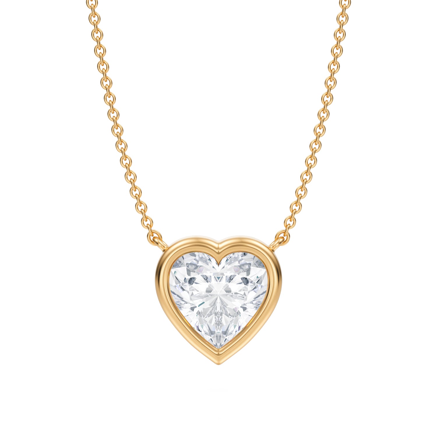2.5 Carat Heart Shape Bezel Solitaire Pendant Necklace - Michael Gabriels