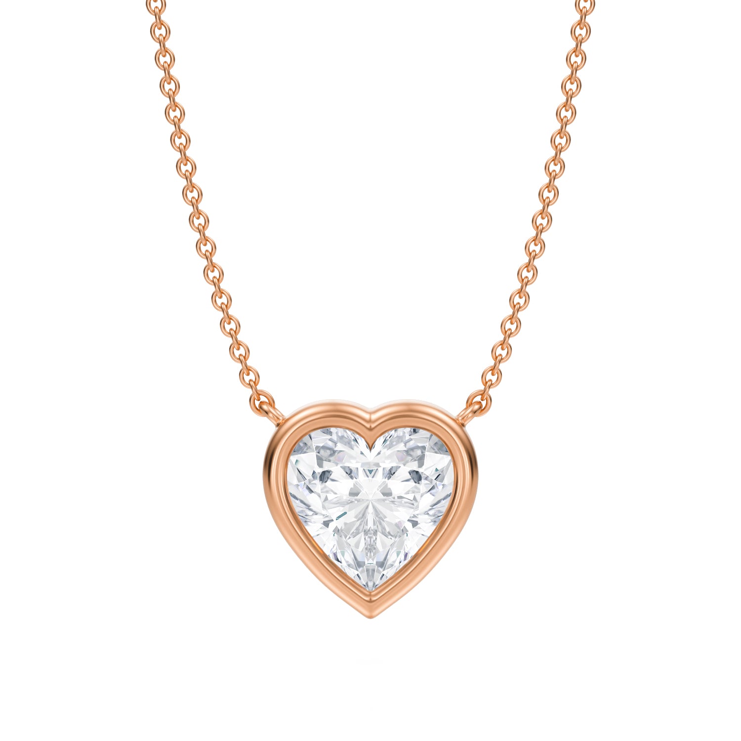 2.5 Carat Heart Shape Bezel Solitaire Pendant Necklace - Michael Gabriels