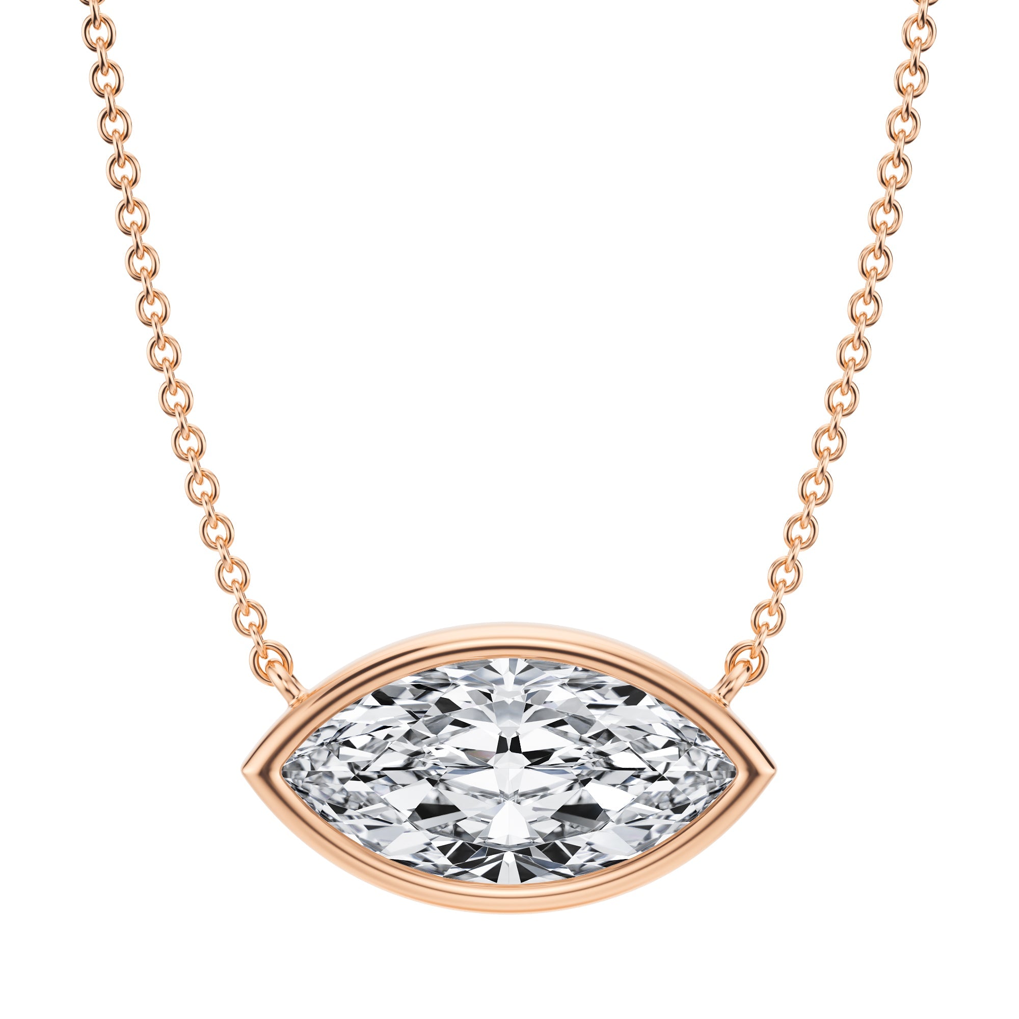2.5 Carat Marquise Bezel Solitaire Pendant Necklace - Michael Gabriels