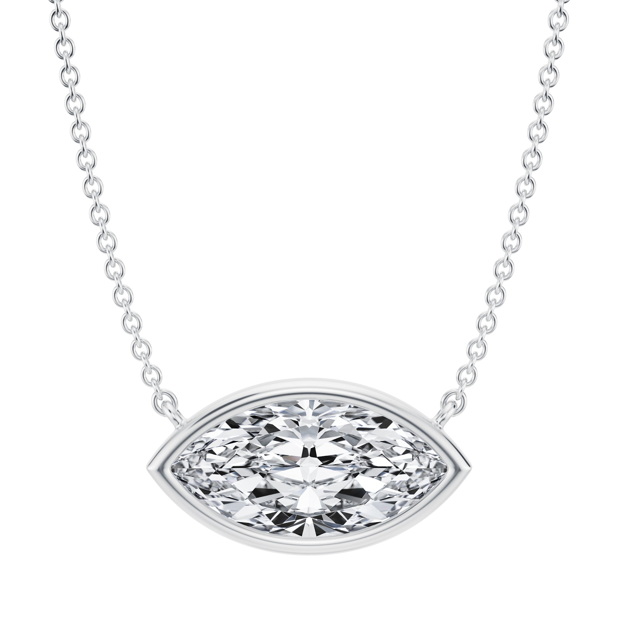 2.5 Carat Marquise Bezel Solitaire Pendant Necklace - Michael Gabriels
