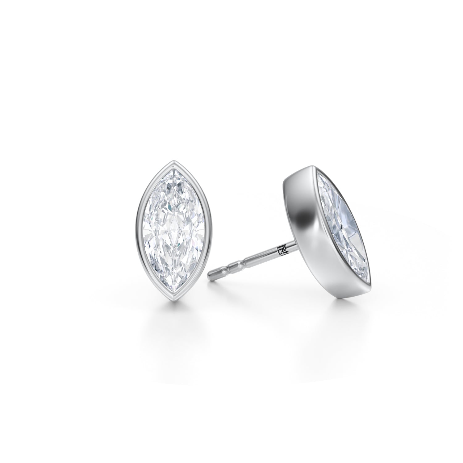 2.5 Carat Marquise Bezel Stud Lab Grown Diamond Earrings - Michael Gabriels