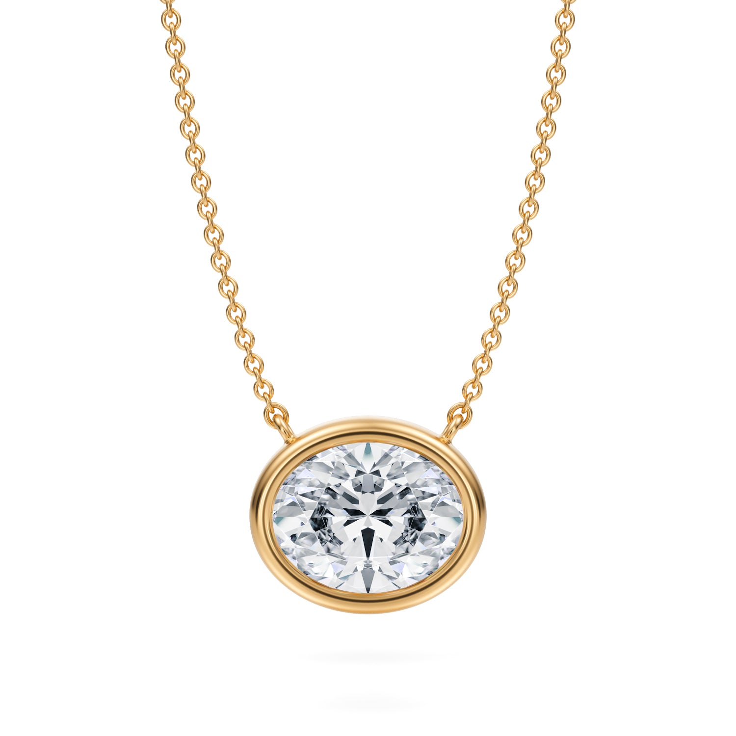 2.5 Carat Oval Bezel Solitaire Pendant Necklace - Michael Gabriels