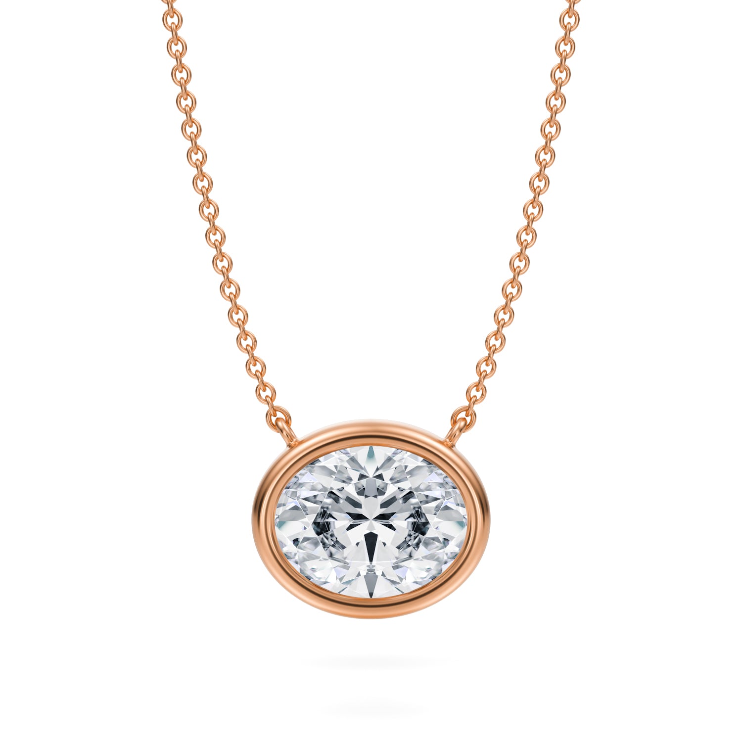 2.5 Carat Oval Bezel Solitaire Pendant Necklace - Michael Gabriels
