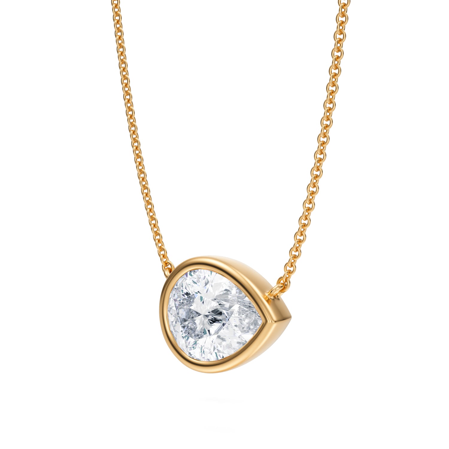 2.5 Carat Pear Bezel Solitaire Pendant Necklace - Michael Gabriels