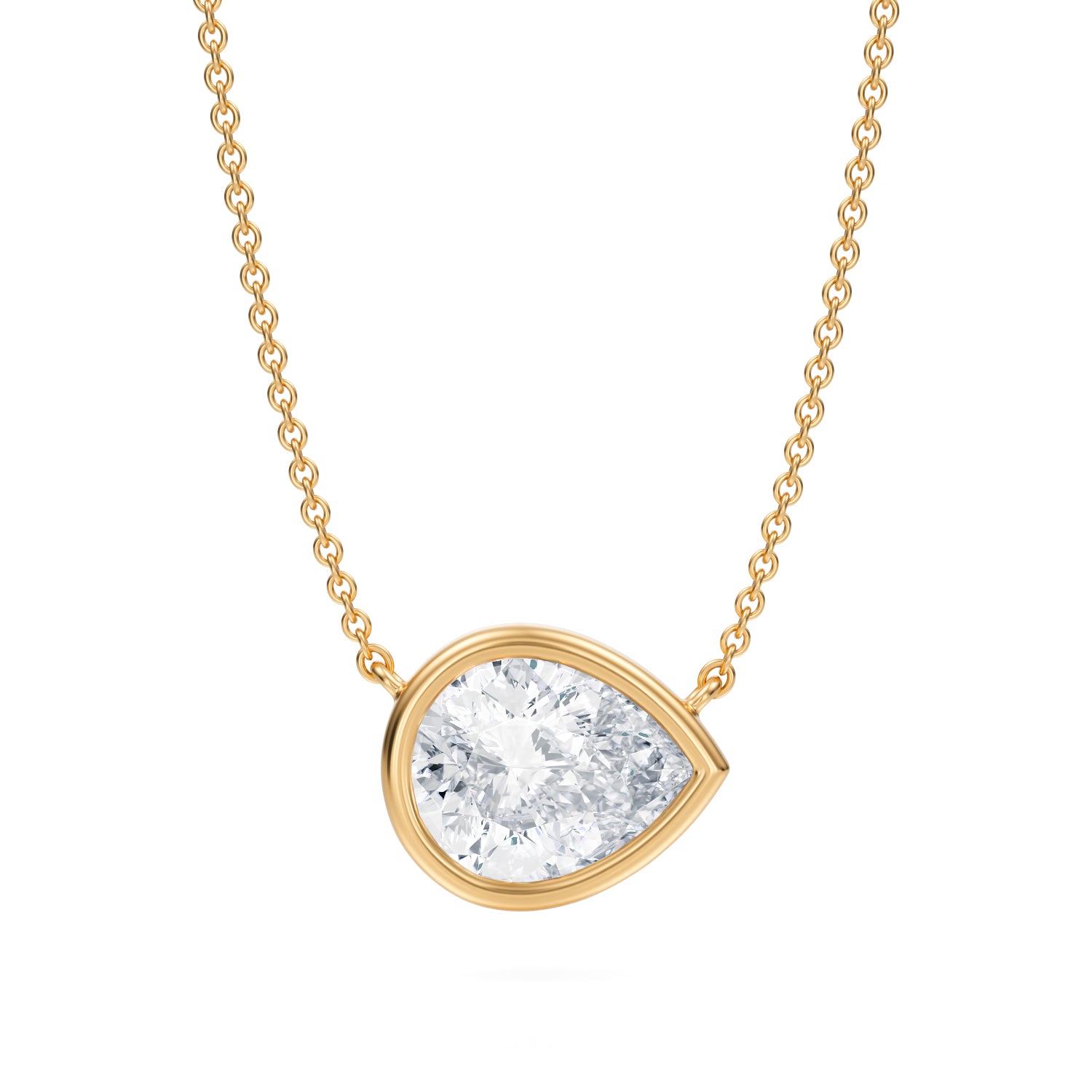2.5 Carat Pear Bezel Solitaire Pendant Necklace - Michael Gabriels
