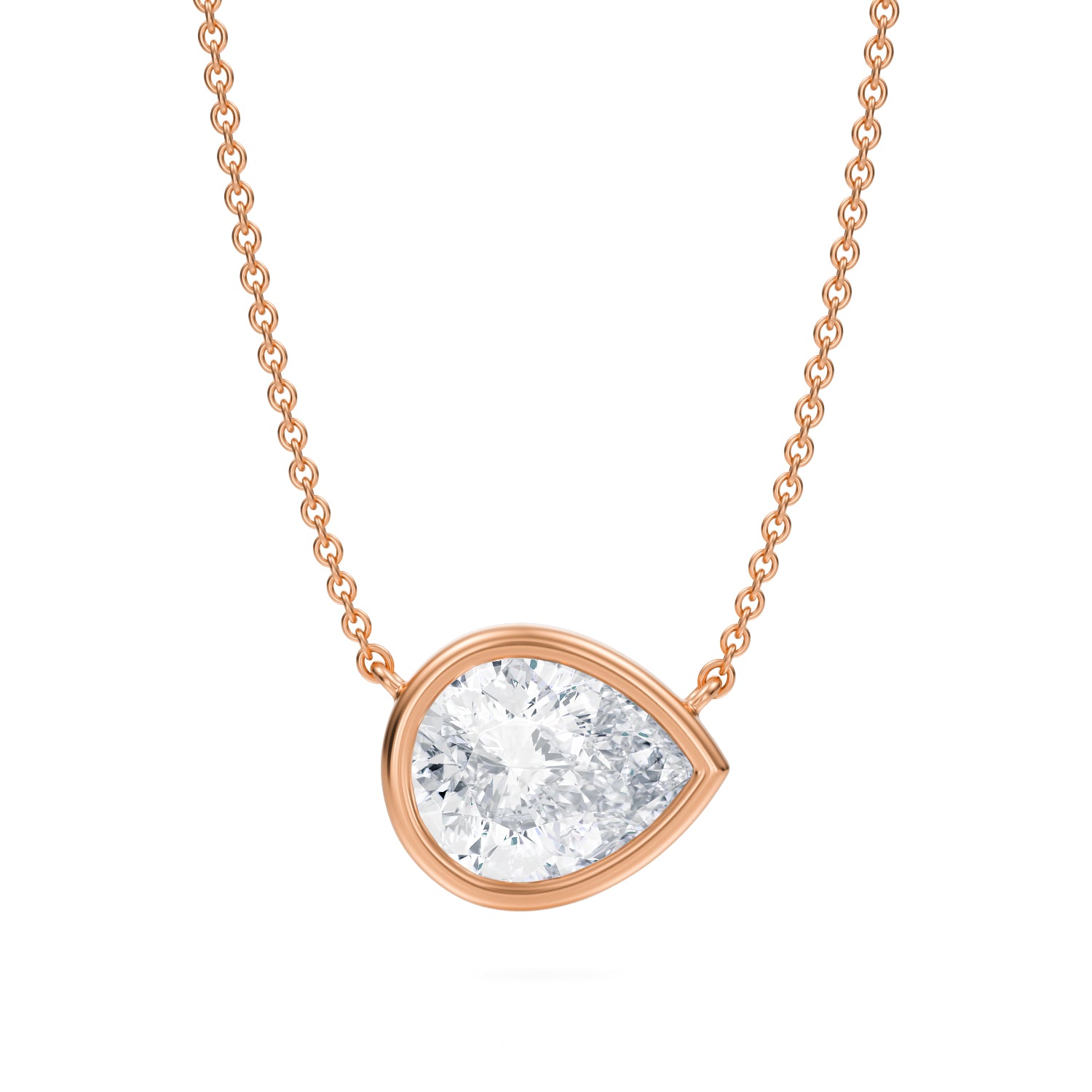 2.5 Carat Pear Bezel Solitaire Pendant Necklace - Michael Gabriels